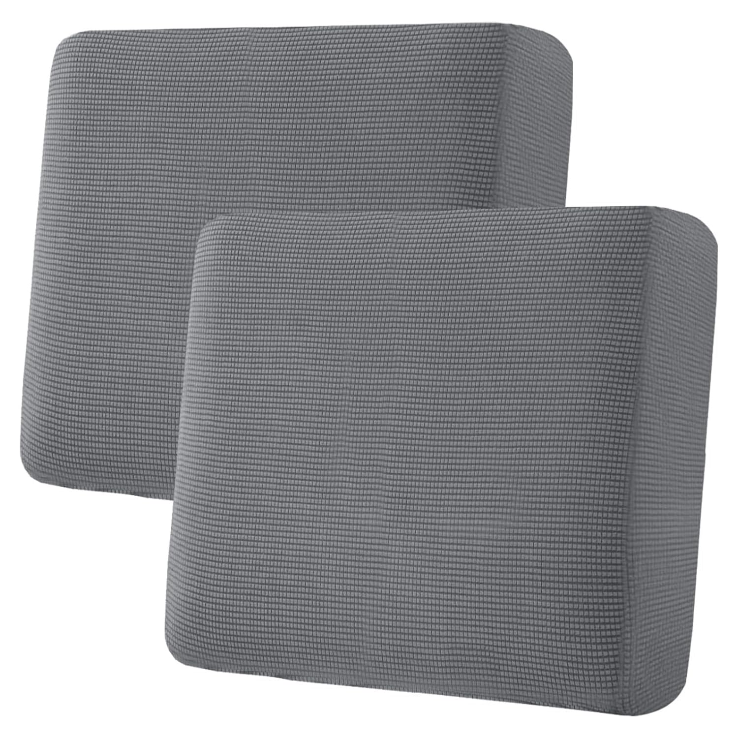 H.VERSAILTEX Super Stretch Individual Seat Cushion Covers, Thick Jacquard Textured Twill Fabric (3 Piece XL Sofa Cushion Covers, Grey)