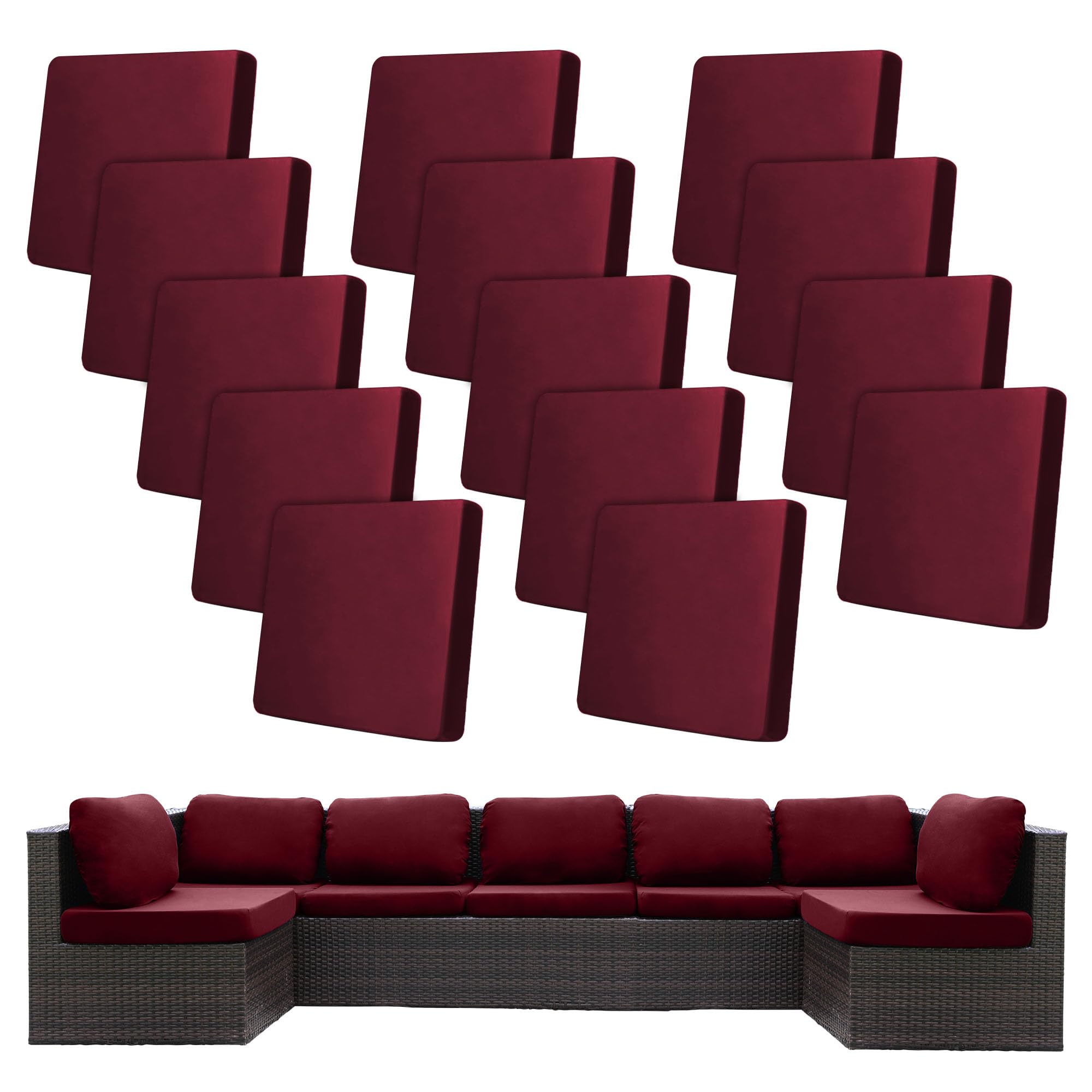 BIETYONE 8Pcs Stretch Patio Cushion Covers,Outdoor Couch Covers Replacement,Outdoor Couch & Sofa Slipcovers,for Patio Furniture Cushion Covers,Washable Reusable Furniture Protector (Vivid, Cover Only)