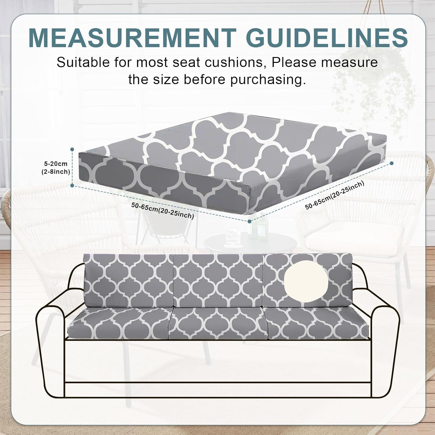 8Pcs Patio Cushion Covers, Stretch Outdoor Couch Cover, Replacement Cushions for Outdoor Furniture, Waterproof Removable, Suitable for Terrace, Garden(B:Spring Floral)