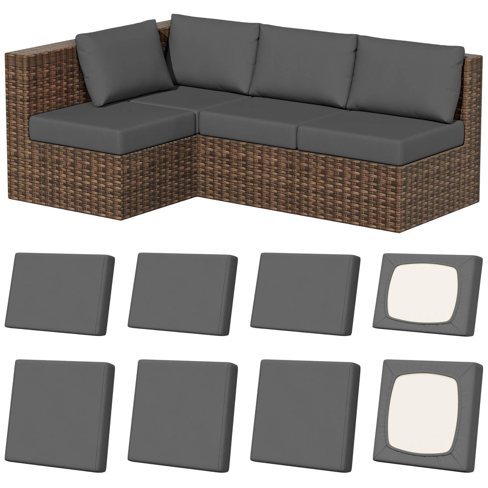 8Pcs Stretch Washable Patio Sofa Cushion Covers