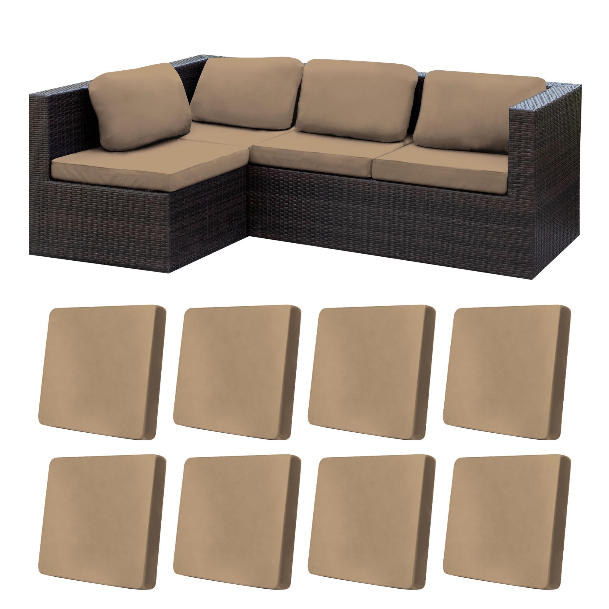 BIETYONE 8Pcs Stretch Patio Cushion Covers,Outdoor Couch Covers Replacement,Outdoor Couch & Sofa Slipcovers,for Patio Furniture Cushion Covers,Washable Reusable Furniture Protector (Vivid, Cover Only)