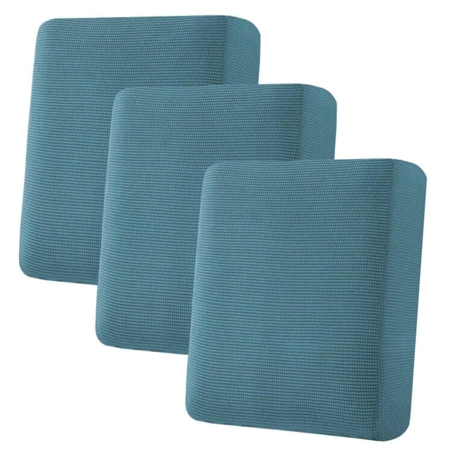 H.VERSAILTEX Super Stretch Individual Seat Cushion Covers, Thick Jacquard Textured Twill Fabric (3 Piece XL Sofa Cushion Covers, Grey)