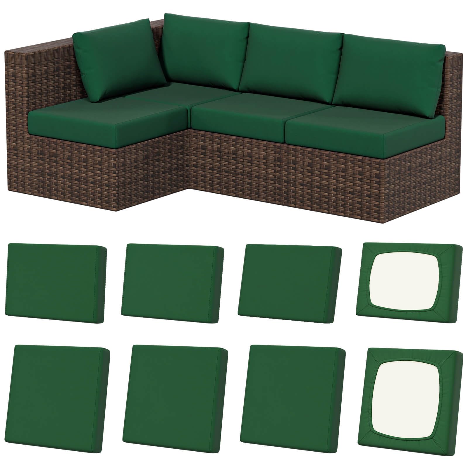 8Pcs Stretch Washable Patio Sofa Cushion Covers