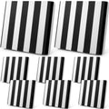 Newwiee 8pcs Patio Stretch Cushion Covers Stripe Outdoor Cushion Covers Replacement Patio Furniture Couch Slipcover Sofa Chair Seat, Thin Fabric Breathable Soft Flexibility Protector(Dark Grey Blue)