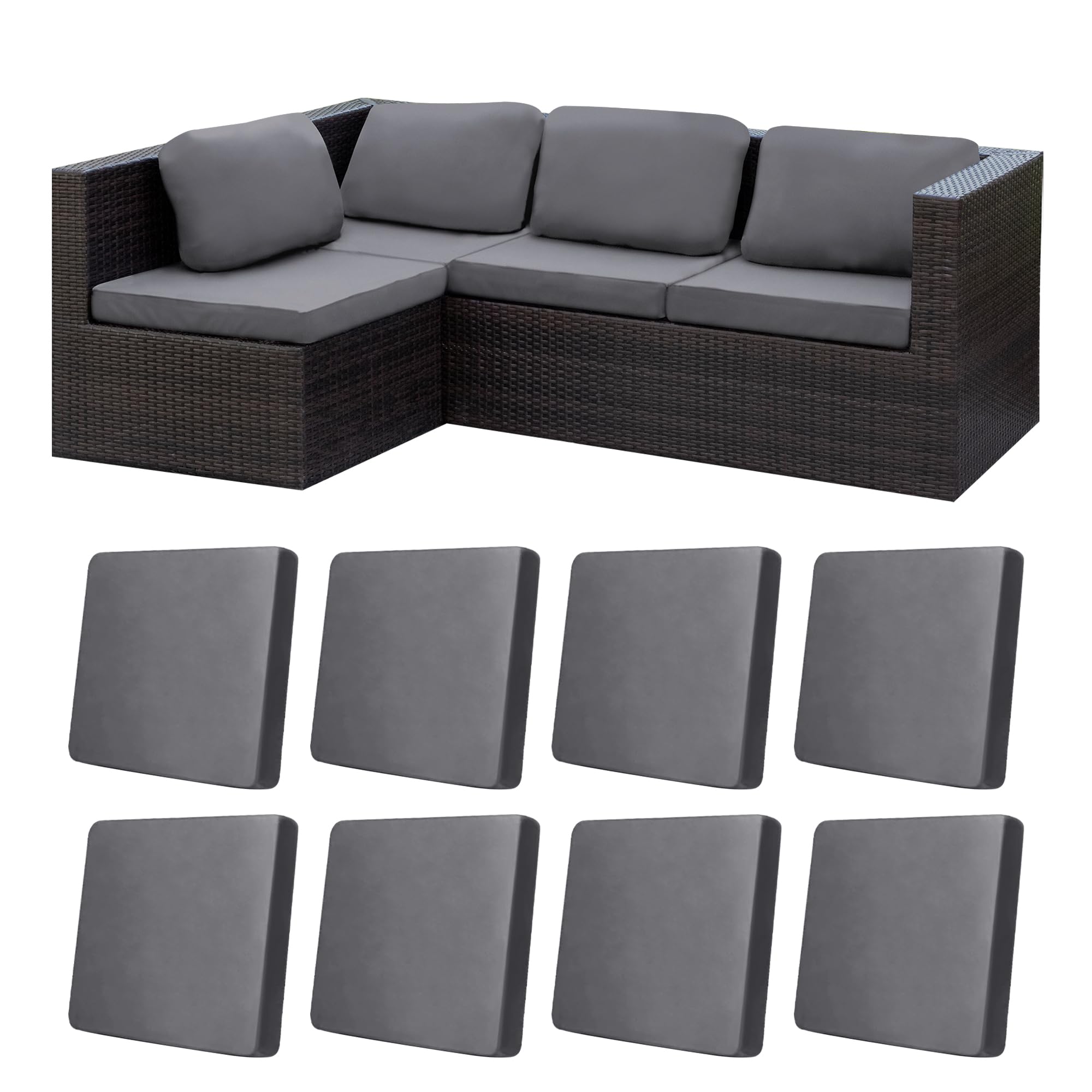 BIETYONE 8Pcs Stretch Patio Cushion Covers,Outdoor Couch Covers Replacement,Outdoor Couch & Sofa Slipcovers,for Patio Furniture Cushion Covers,Washable Reusable Furniture Protector (Vivid, Cover Only)