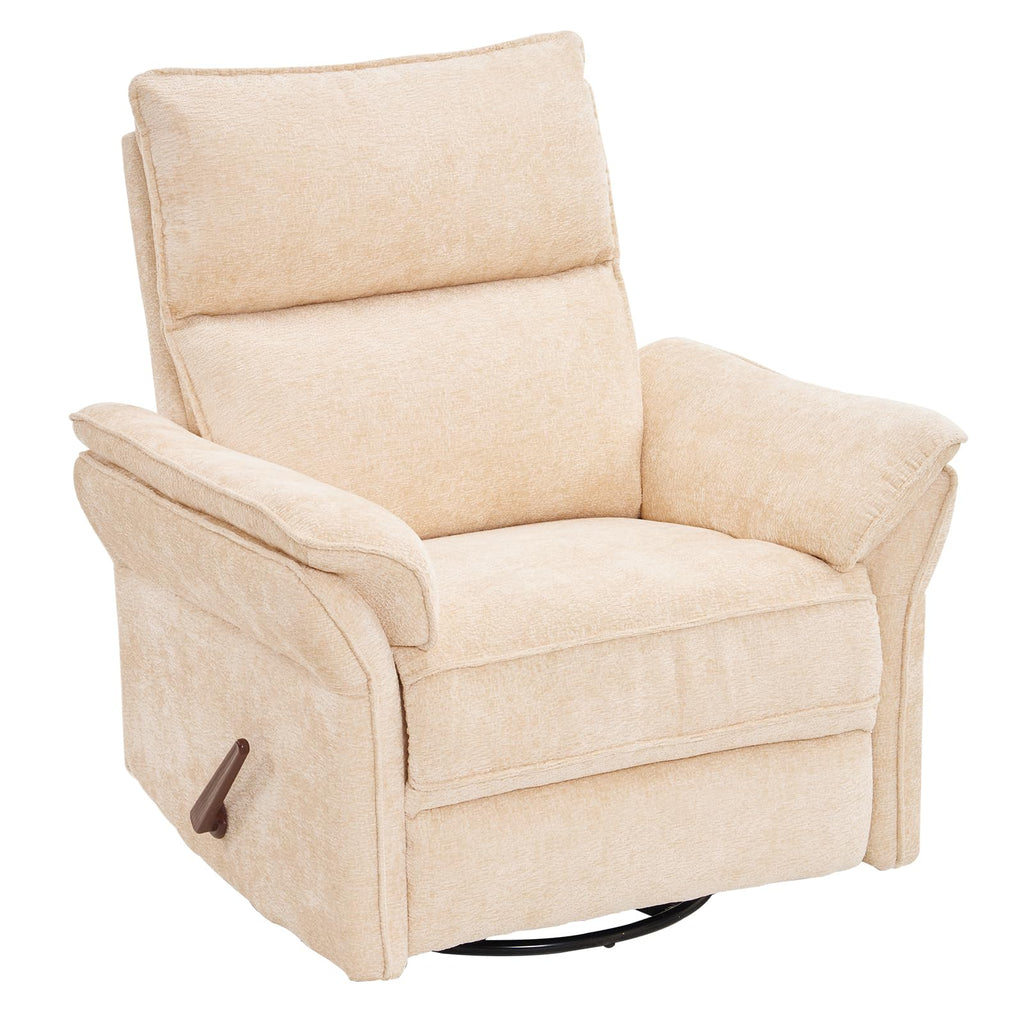 Oversized Power Recliner Chair Swivel Glider with Massage and Heat, Rocker Nursery Recliner for Adults with Adjustable Headrest, 26" Extra Wide Nursery Chair with Overstuffed Armrest,Light Grey