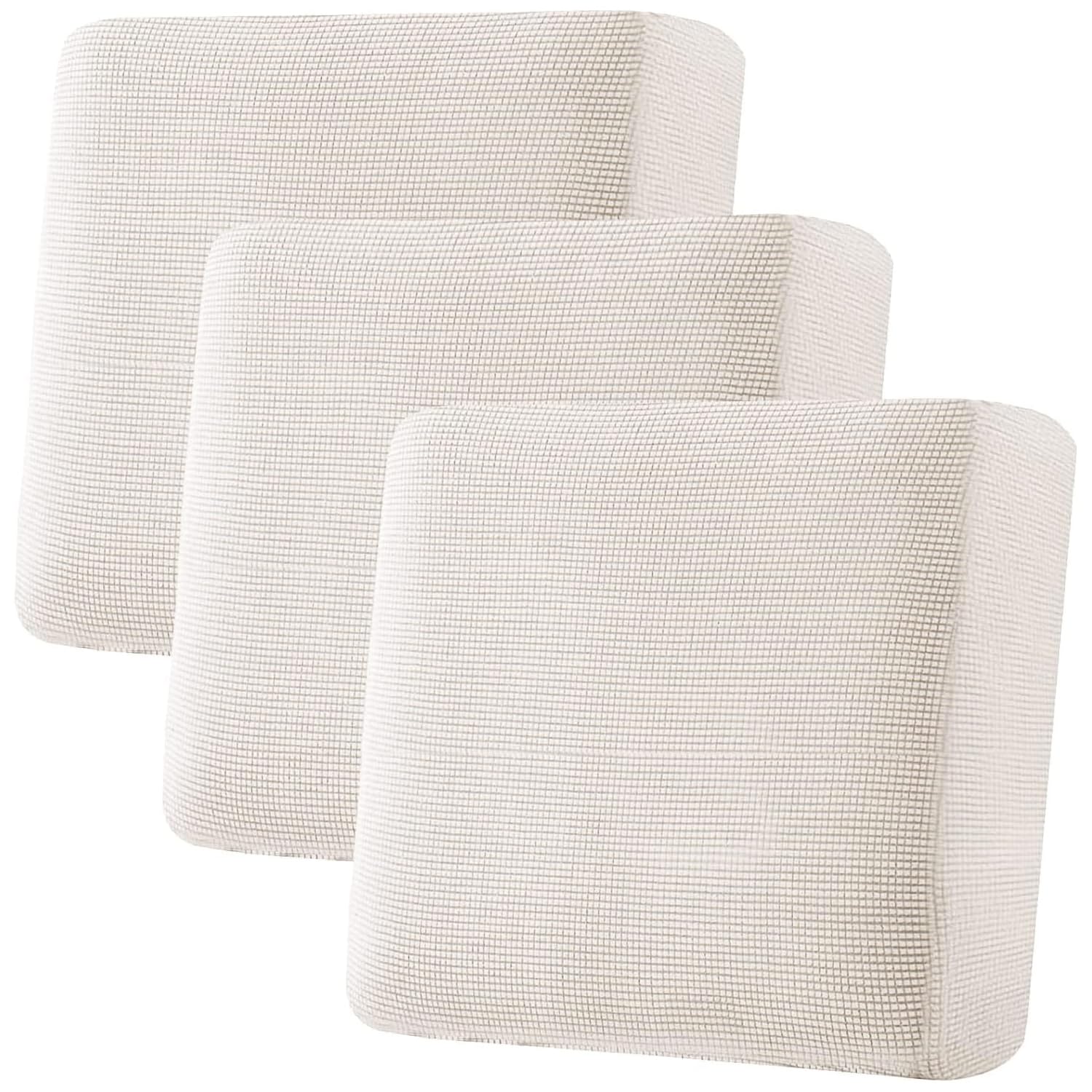 H.VERSAILTEX Super Stretch Individual Seat Cushion Covers, Thick Jacquard Textured Twill Fabric (3 Piece XL Sofa Cushion Covers, Grey)