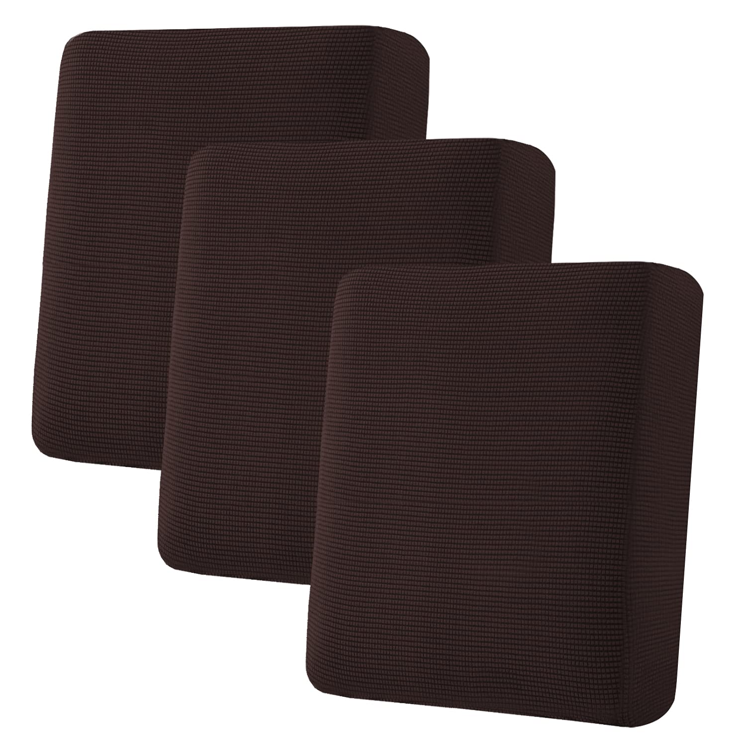 H.VERSAILTEX Super Stretch Individual Seat Cushion Covers, Thick Jacquard Textured Twill Fabric (3 Piece XL Sofa Cushion Covers, Grey)