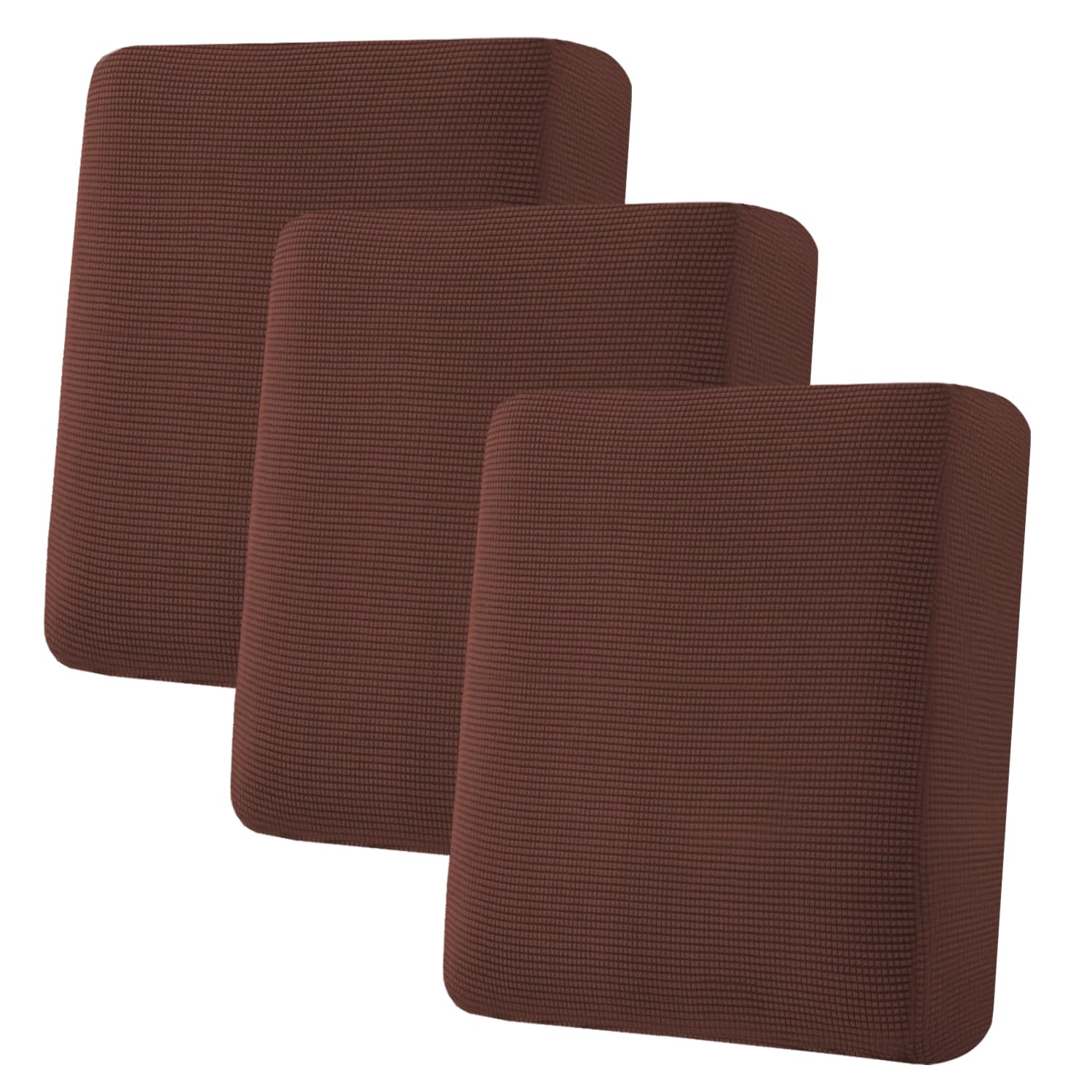 H.VERSAILTEX Super Stretch Individual Seat Cushion Covers, Thick Jacquard Textured Twill Fabric (3 Piece XL Sofa Cushion Covers, Grey)