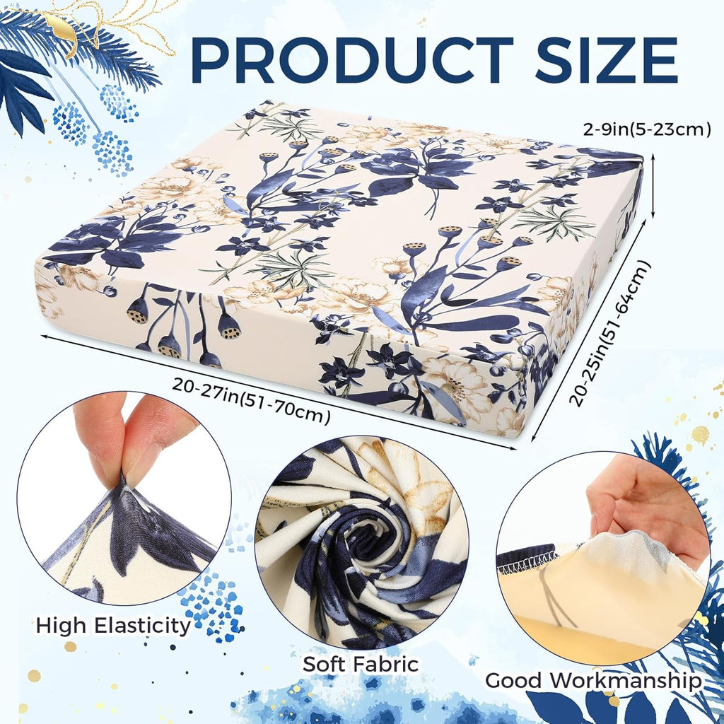 Tegeme 8 Pcs Stretch Printed Sofa Cushion Covers Outdoor Floral Couch Covers Replacement Outdoor Couch and Sofa Slipcovers Furniture Cushion Washable Reusable Furniture Protector (Modern)