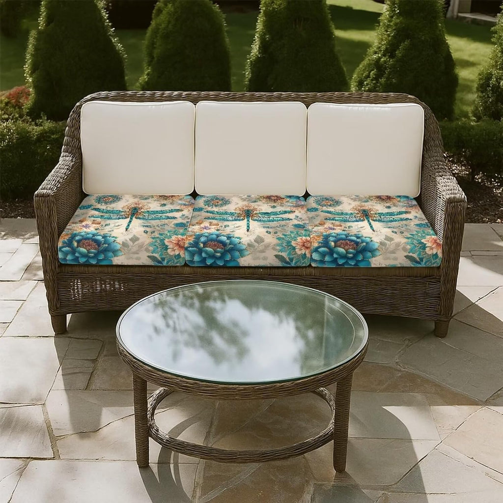 Talayituse Boho Mandala Dragonfly Print Patio Stretch Outdoor Cushion Covers Sofa Couch Covers Replacement Couch Slipcover for Sofa Seat Chair Porch Patio Furniture Protector Washable