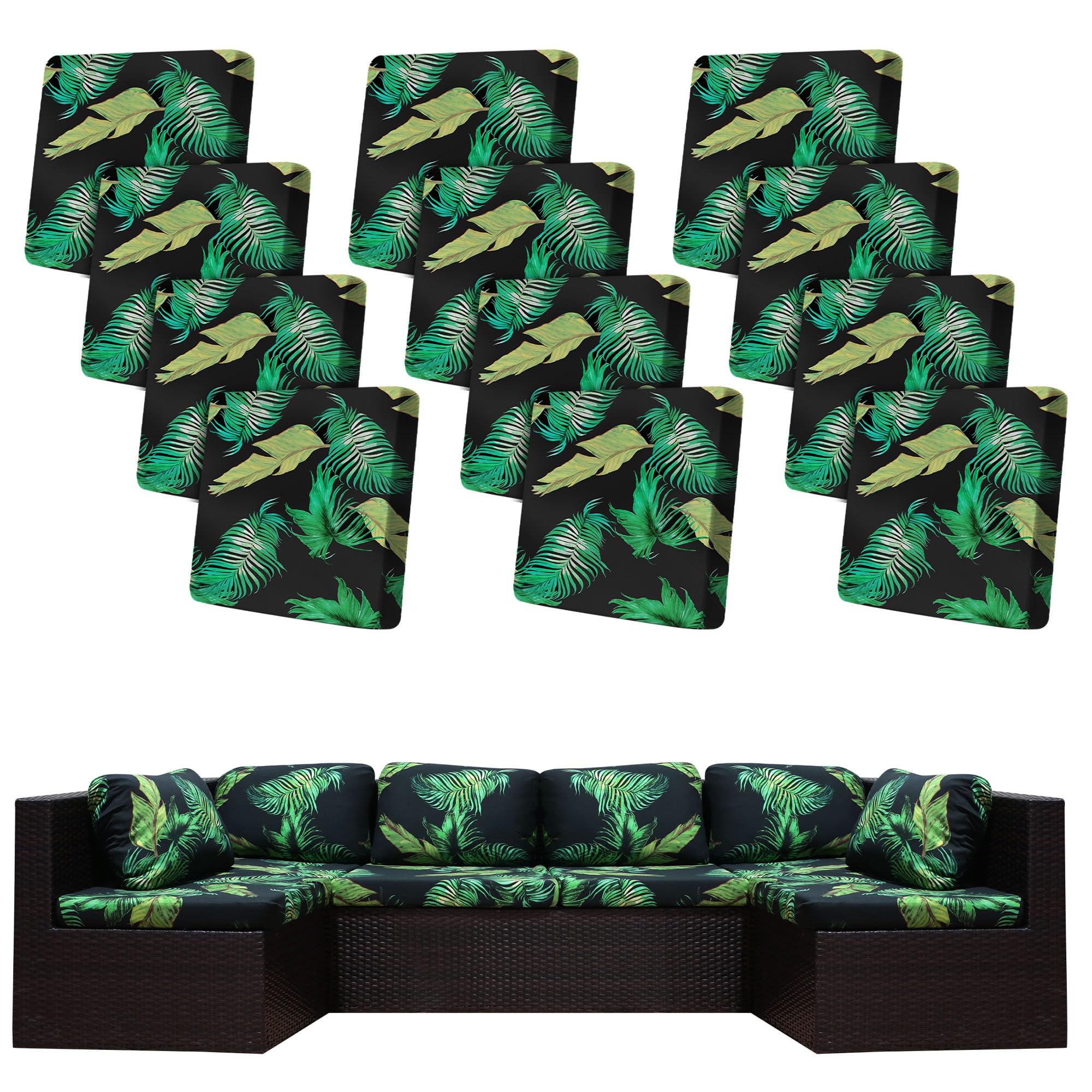 BIETYONE 8Pcs Stretch Patio Cushion Covers,Outdoor Couch Covers Replacement,Outdoor Couch & Sofa Slipcovers,for Patio Furniture Cushion Covers,Washable Reusable Furniture Protector (Vivid, Cover Only)