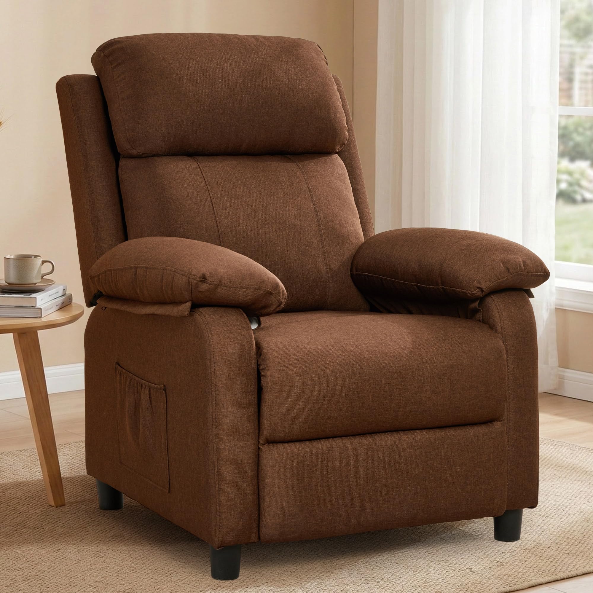 Korser Recliner Chair, 360 Swivel Rocker Chair for Adults, Small Rocking Recliner for Small Spaces, Upholstered Fabric Glider Recliner Nursery