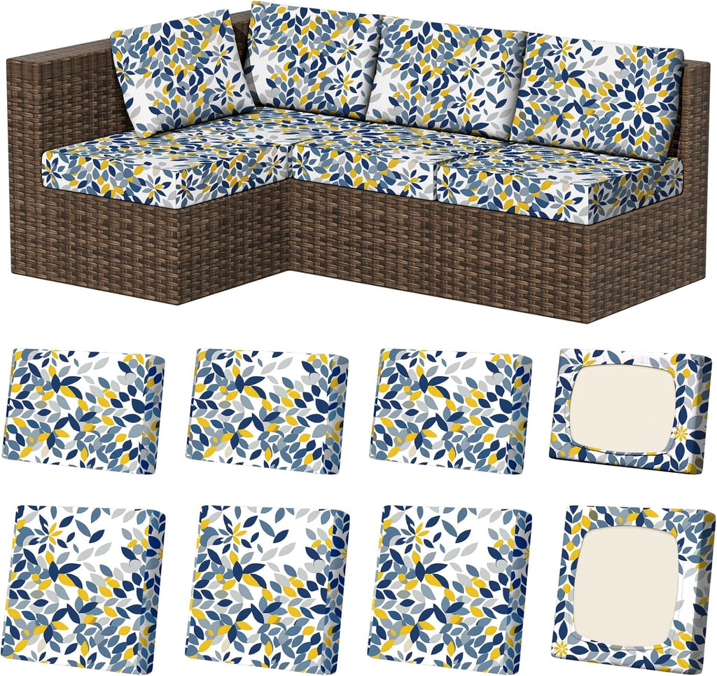 8Pcs Stretch Washable Patio Sofa Cushion Covers