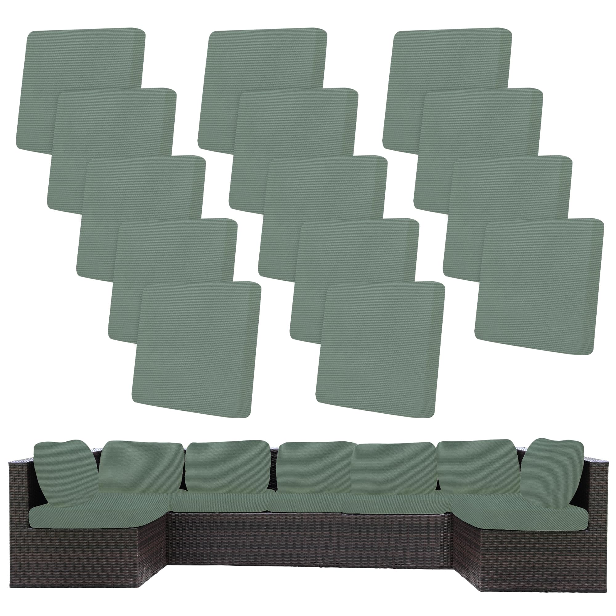 BIETYONE 8Pcs Stretch Patio Cushion Covers,Outdoor Couch Covers Replacement,Outdoor Couch & Sofa Slipcovers,for Patio Furniture Cushion Covers,Washable Reusable Furniture Protector (Vivid, Cover Only)