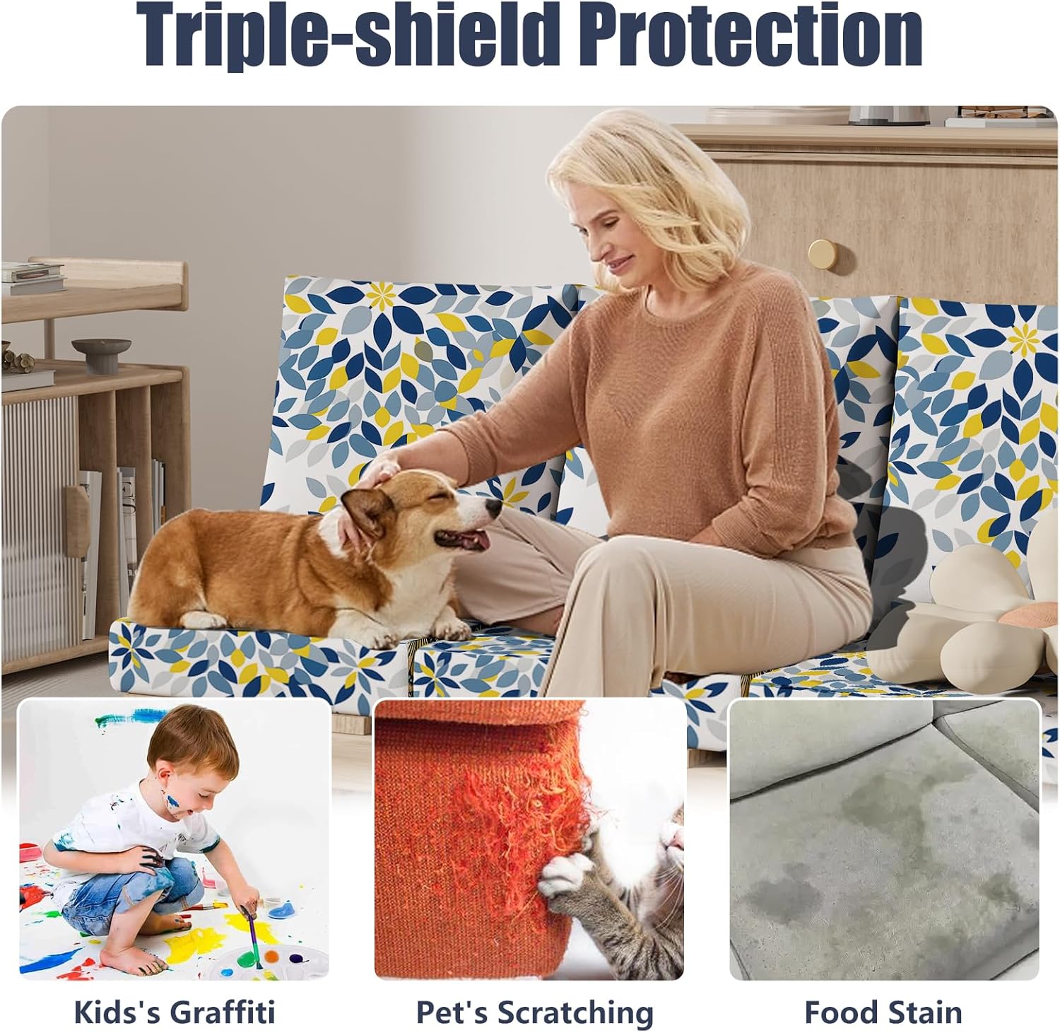 8Pcs Stretch Washable Patio Sofa Cushion Covers