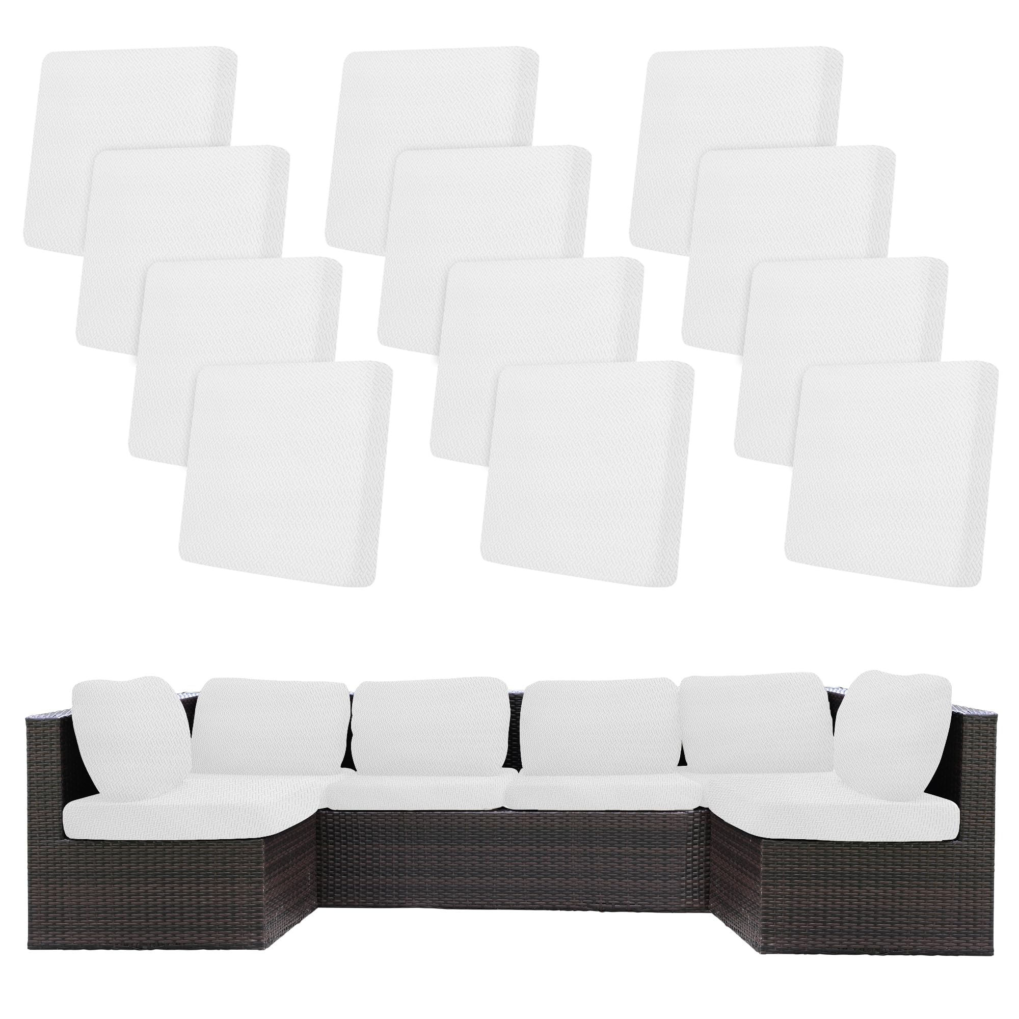 BIETYONE 8Pcs Stretch Patio Cushion Covers,Outdoor Couch Covers Replacement,Outdoor Couch & Sofa Slipcovers,for Patio Furniture Cushion Covers,Washable Reusable Furniture Protector (Vivid, Cover Only)