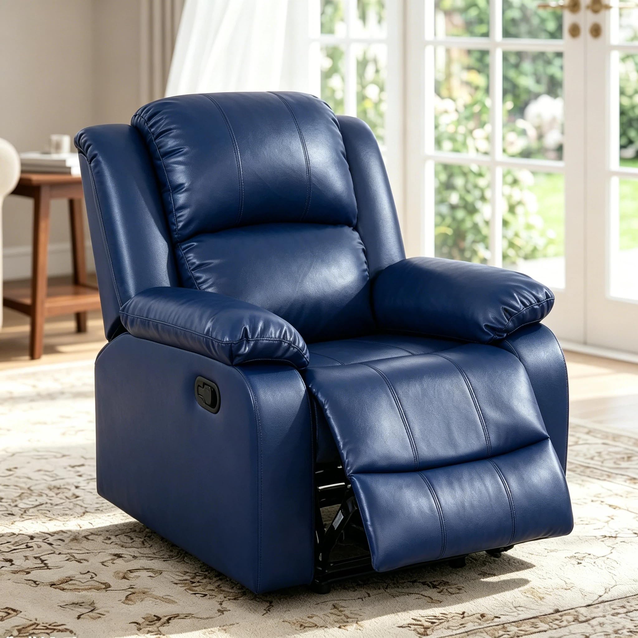 Manual Recliner Chair, Nursery Rocking Chair, Velvet Recliner Chair for Adults, Lazy Boy, Gaming Recliner wih Overstuffed Arms, Suitable for Home Theater, Living Room, Bedroom, Brown
