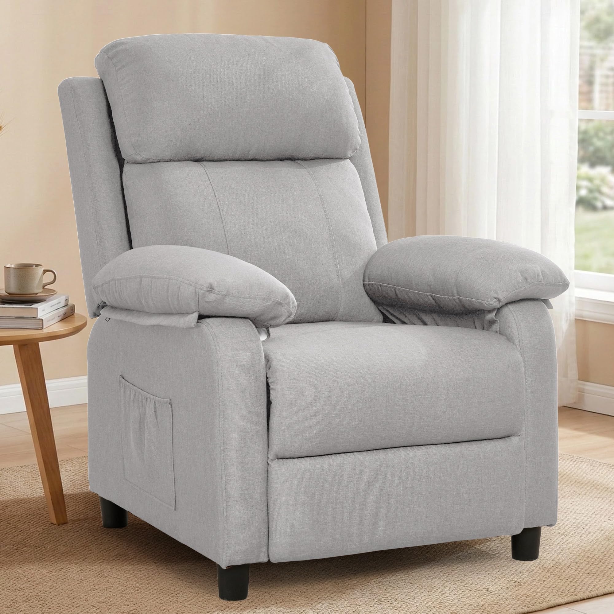 Korser Recliner Chair, 360 Swivel Rocker Chair for Adults, Small Rocking Recliner for Small Spaces, Upholstered Fabric Glider Recliner Nursery