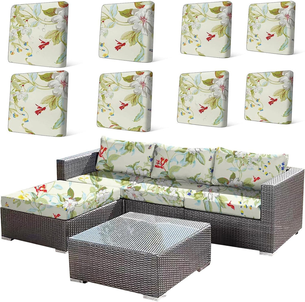 8Pcs Patio Cushion Covers, Stretch Outdoor Couch Cover, Replacement Cushions for Outdoor Furniture, Waterproof Removable, Suitable for Terrace, Garden(B:Spring Floral)