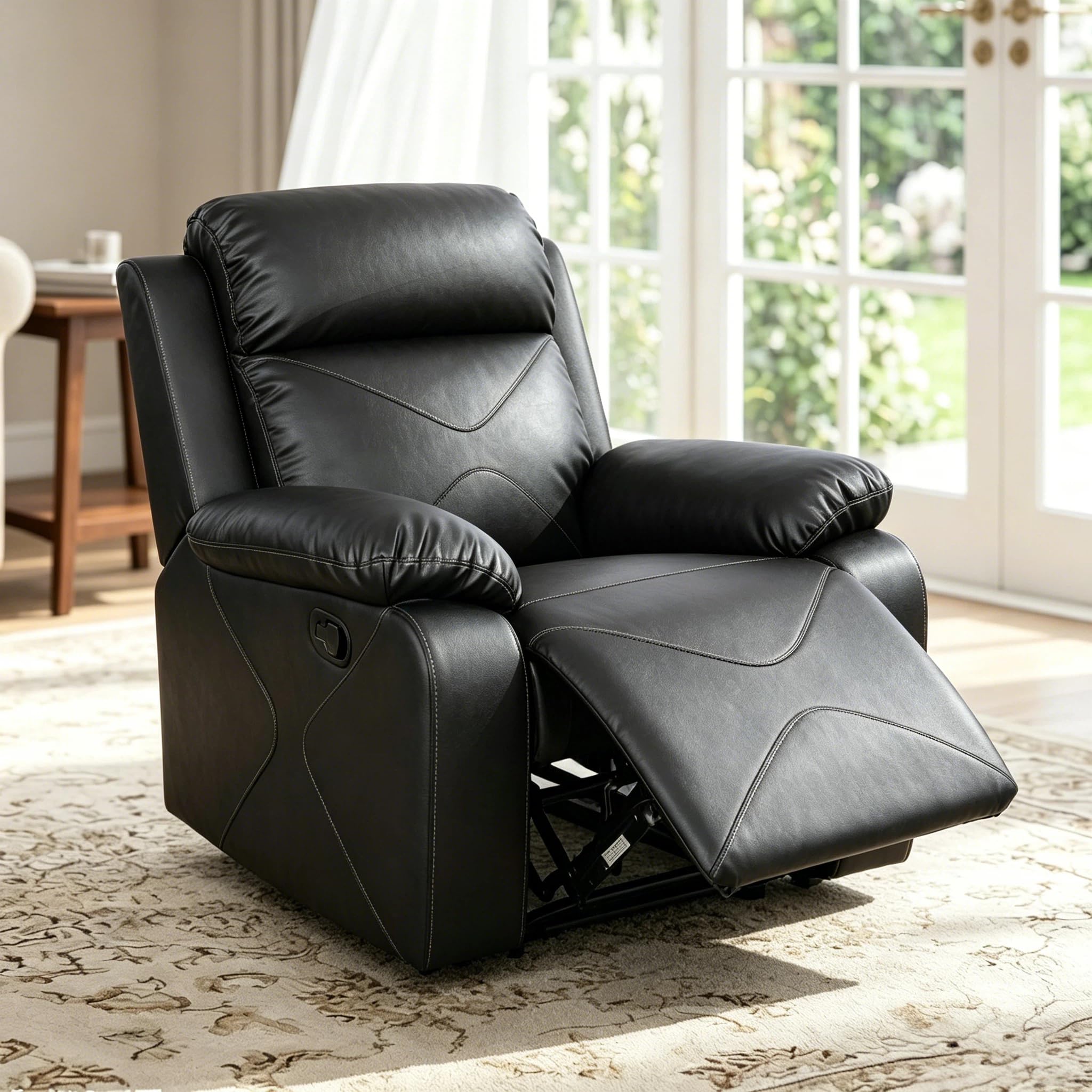 Manual Recliner Chair, Nursery Rocking Chair, Velvet Recliner Chair for Adults, Lazy Boy, Gaming Recliner wih Overstuffed Arms, Suitable for Home Theater, Living Room, Bedroom, Brown