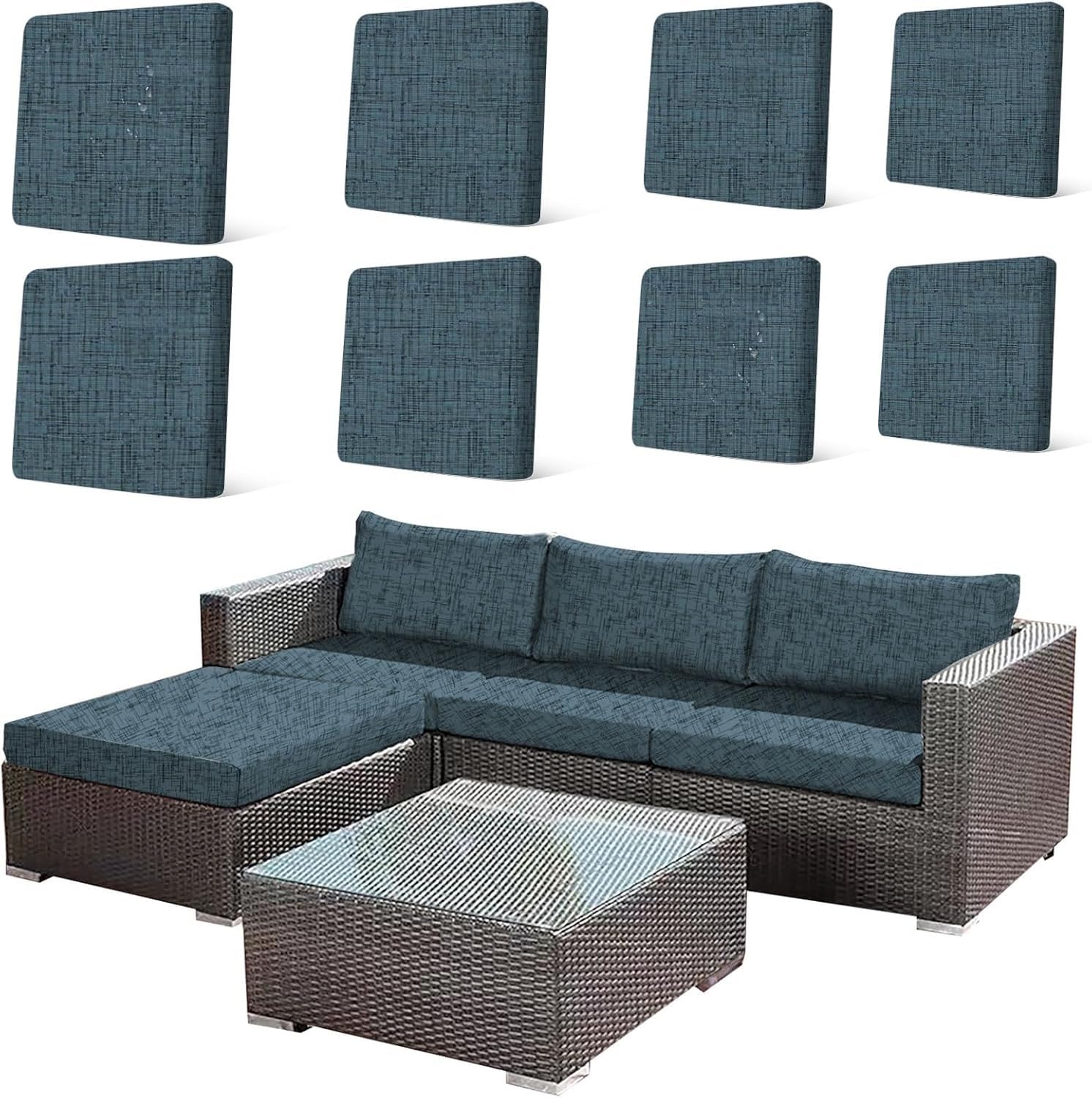 8Pcs Patio Cushion Covers, Stretch Outdoor Couch Cover, Replacement Cushions for Outdoor Furniture, Waterproof Removable, Suitable for Terrace, Garden(B:Spring Floral)