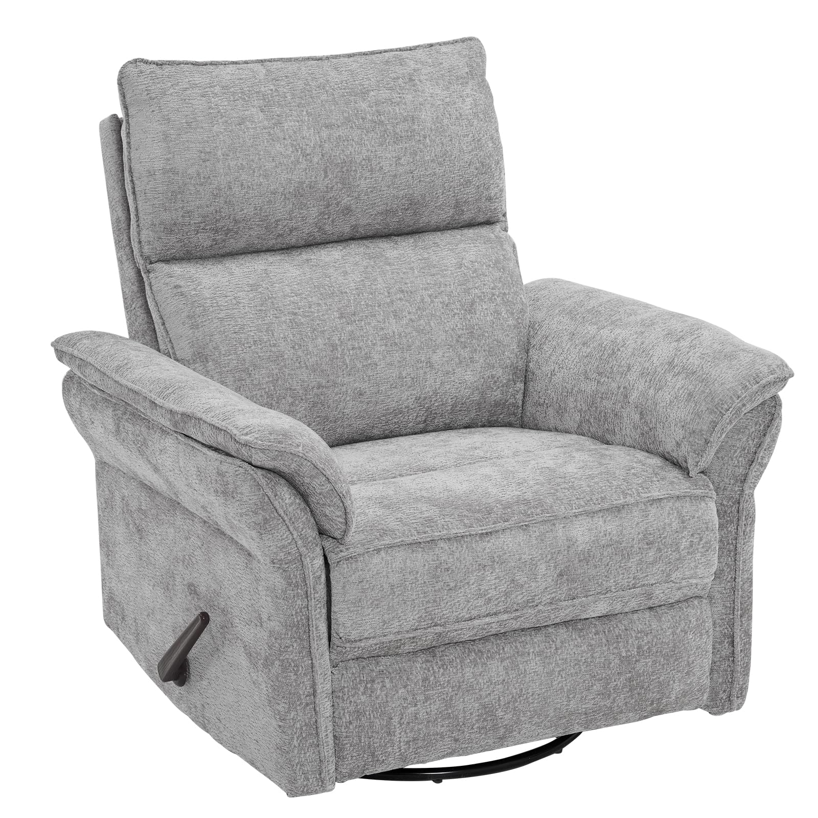 Oversized Power Recliner Chair Swivel Glider with Massage and Heat, Rocker Nursery Recliner for Adults with Adjustable Headrest, 26" Extra Wide Nursery Chair with Overstuffed Armrest,Light Grey