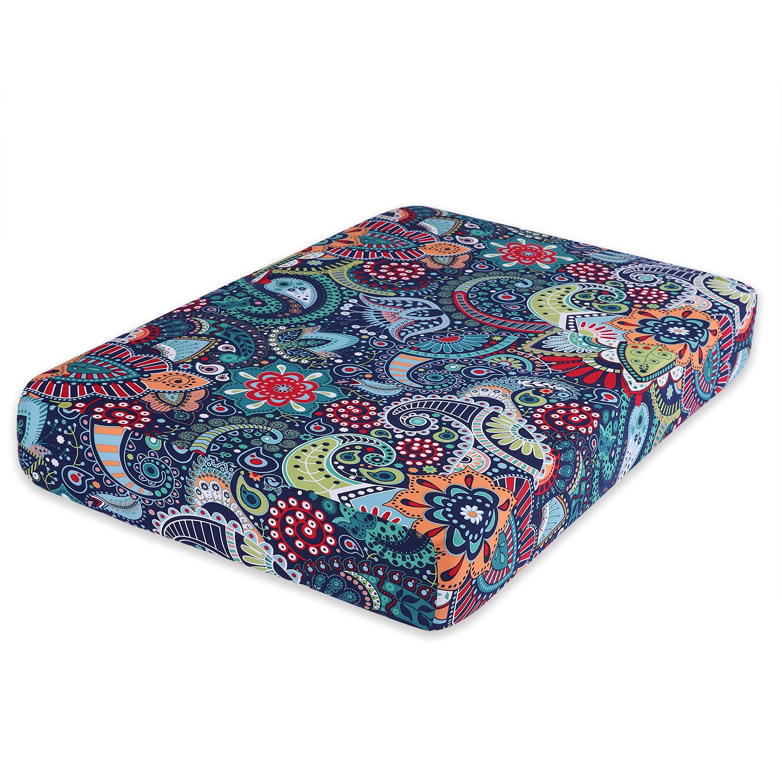 hyha Printed Couch Cushion Covers, Floral Sofa Covers Washable for 3 Cushion Couch, Stretch Pattern Outdoor Cushion Covers for Patio Furniture with Elastic Bottom(3 Packs, Paisley)