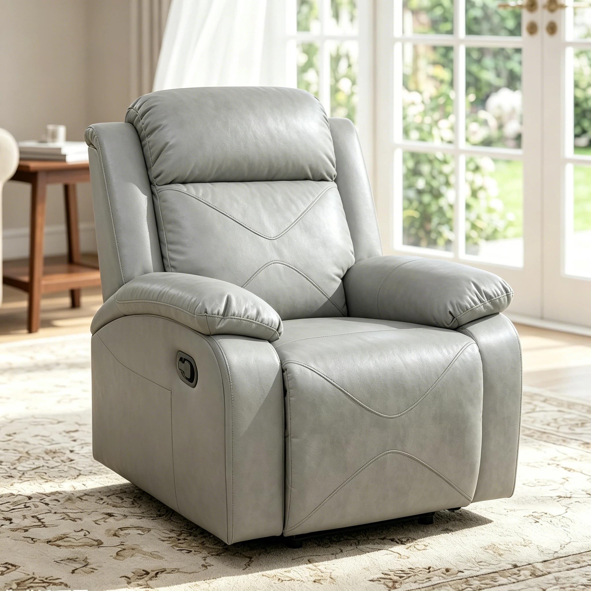 Manual Recliner Chair, Nursery Rocking Chair, Velvet Recliner Chair for Adults, Lazy Boy, Gaming Recliner wih Overstuffed Arms, Suitable for Home Theater, Living Room, Bedroom, Brown