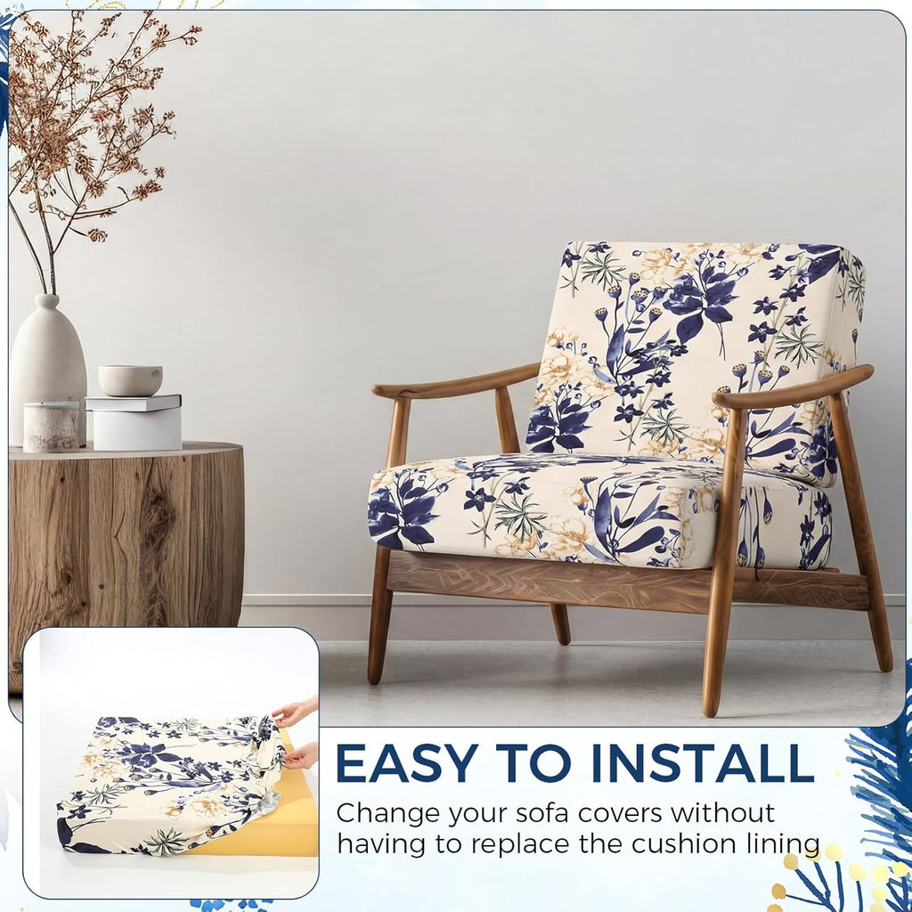 Tegeme 8 Pcs Stretch Printed Sofa Cushion Covers Outdoor Floral Couch Covers Replacement Outdoor Couch and Sofa Slipcovers Furniture Cushion Washable Reusable Furniture Protector (Modern)