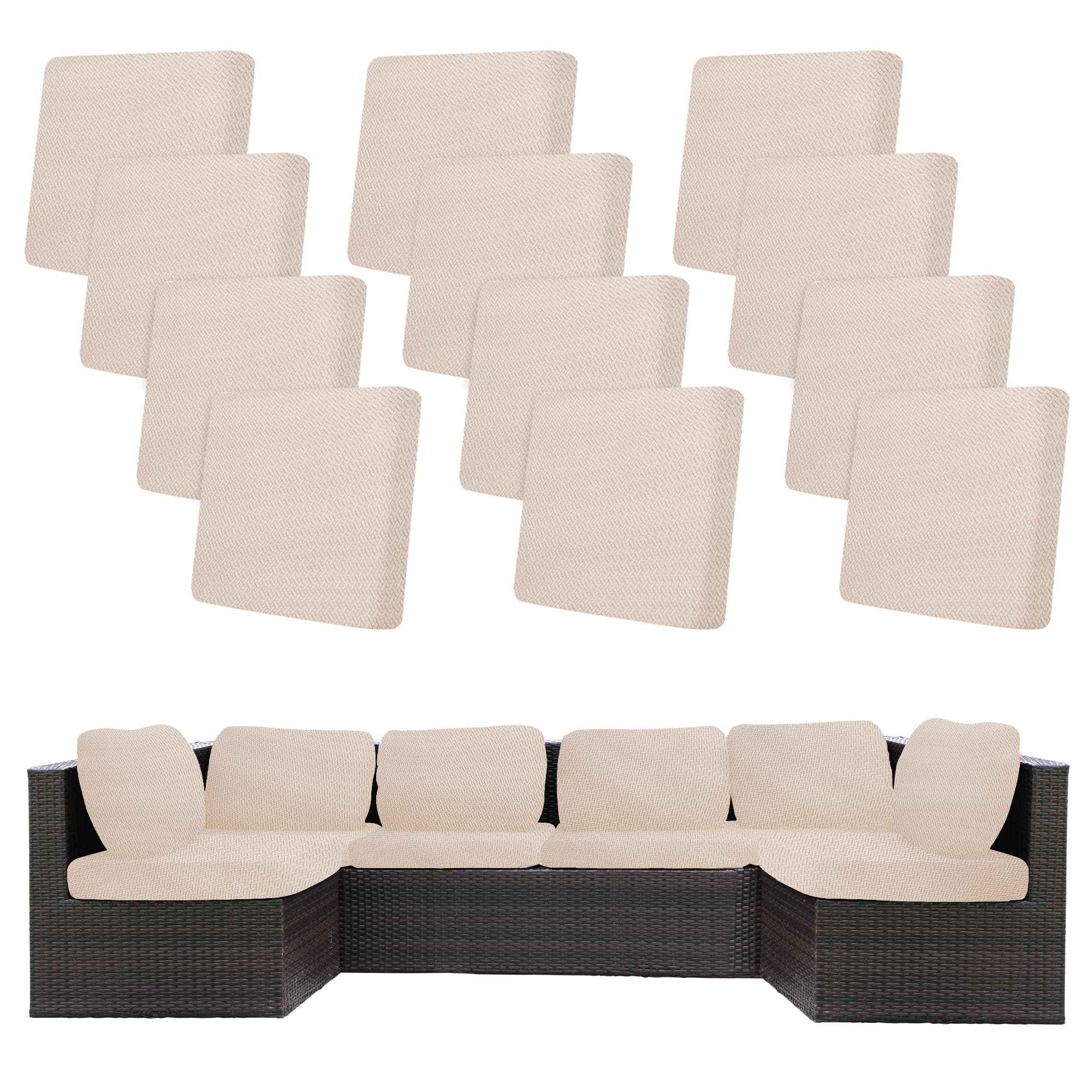 BIETYONE 8Pcs Stretch Patio Cushion Covers,Outdoor Couch Covers Replacement,Outdoor Couch & Sofa Slipcovers,for Patio Furniture Cushion Covers,Washable Reusable Furniture Protector (Vivid, Cover Only)