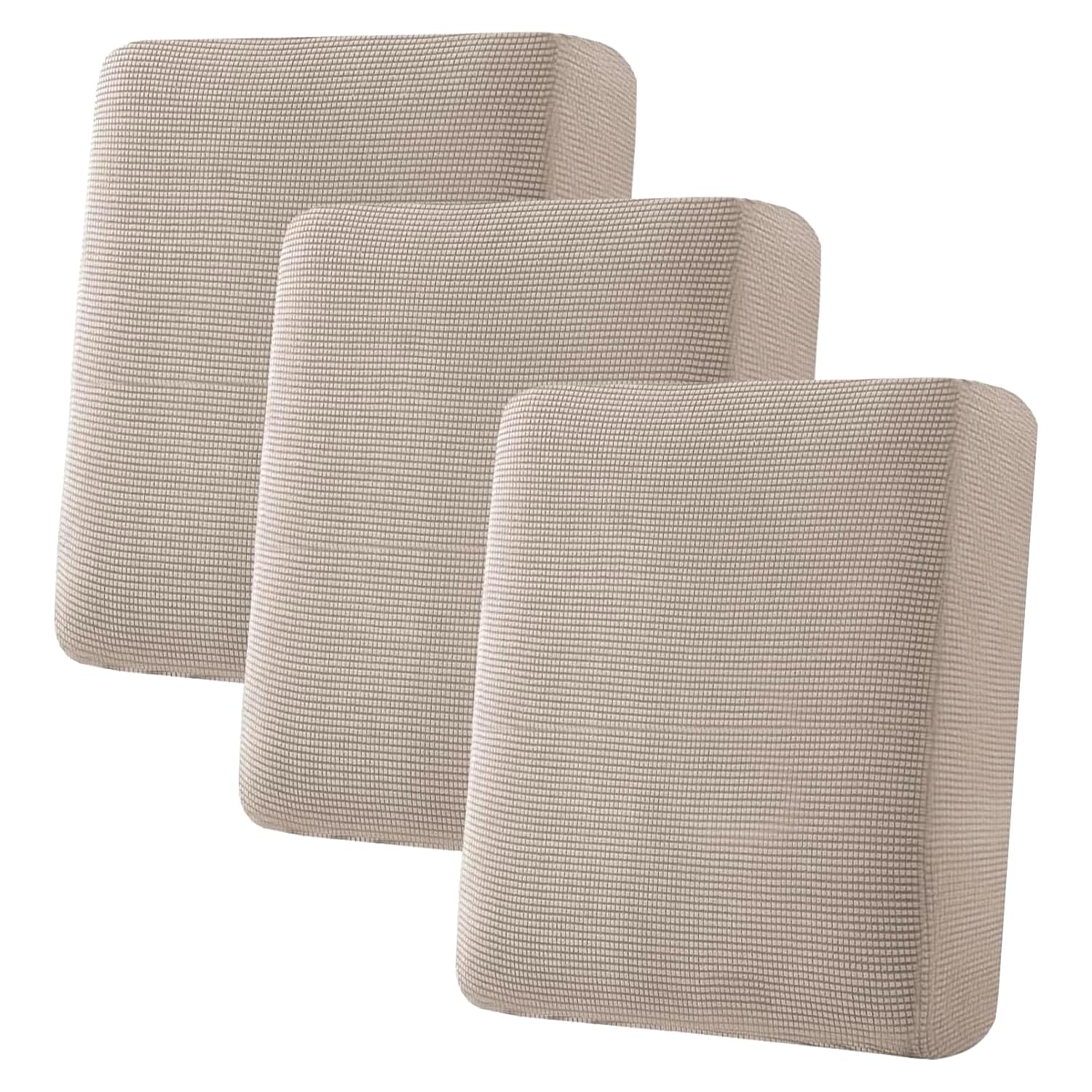 H.VERSAILTEX Super Stretch Individual Seat Cushion Covers, Thick Jacquard Textured Twill Fabric (3 Piece XL Sofa Cushion Covers, Grey)