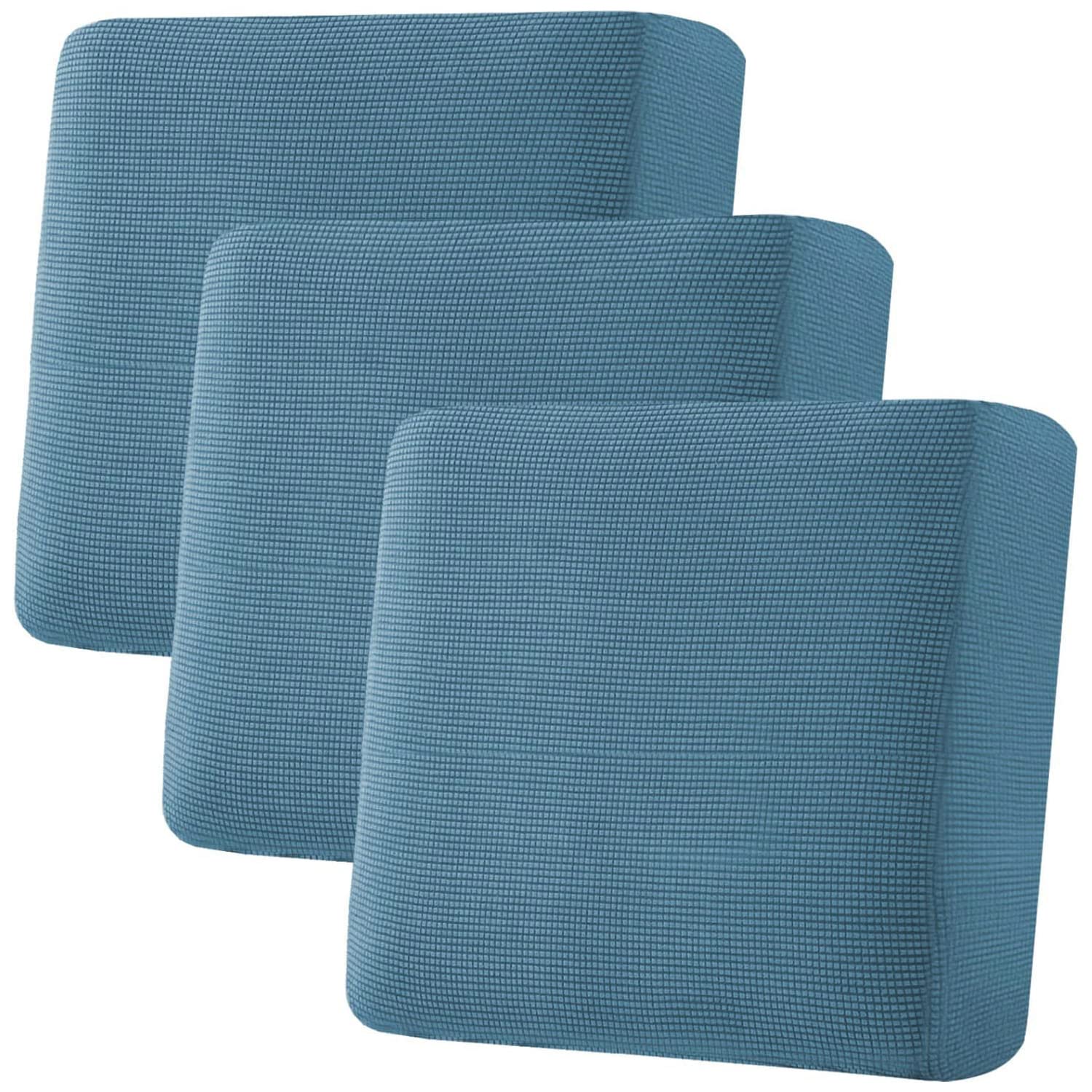 H.VERSAILTEX Super Stretch Individual Seat Cushion Covers, Thick Jacquard Textured Twill Fabric (3 Piece XL Sofa Cushion Covers, Grey)