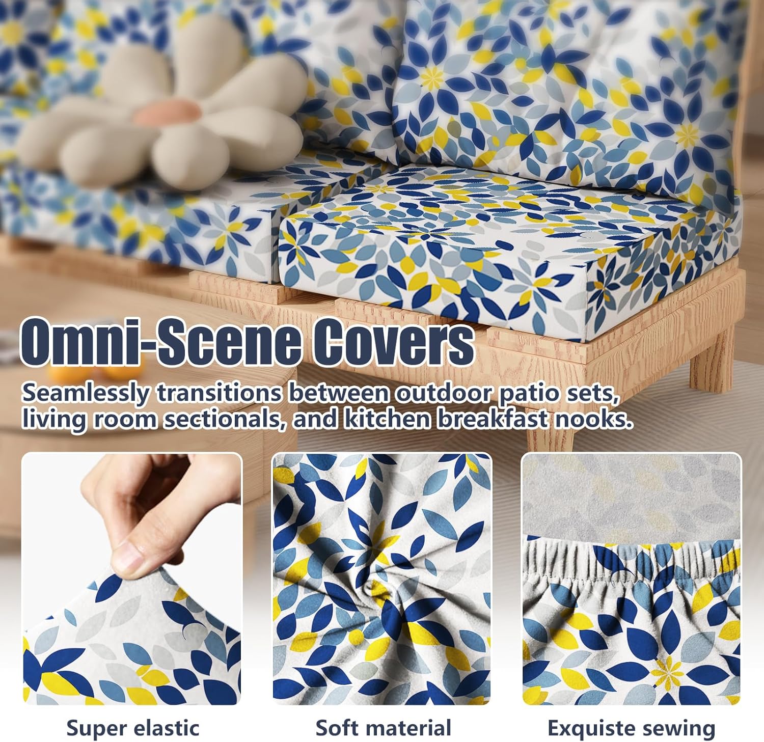 8Pcs Stretch Washable Patio Sofa Cushion Covers