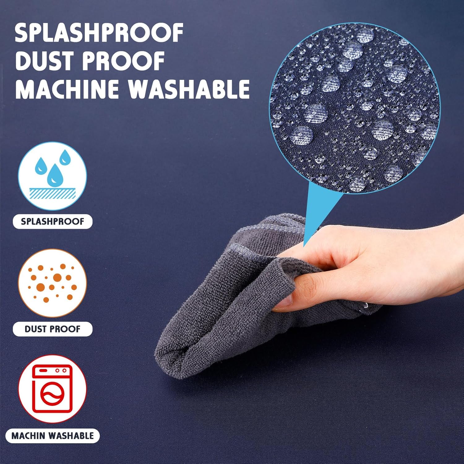 Mindsoft 2 Sets Waterproof Couch Cushion Slipcovers Backrest Outdoor Stretch Cushion Covers with Zipper (24 x 21.3, 24 x 24 x 4.7 Inch,Dark Blue)