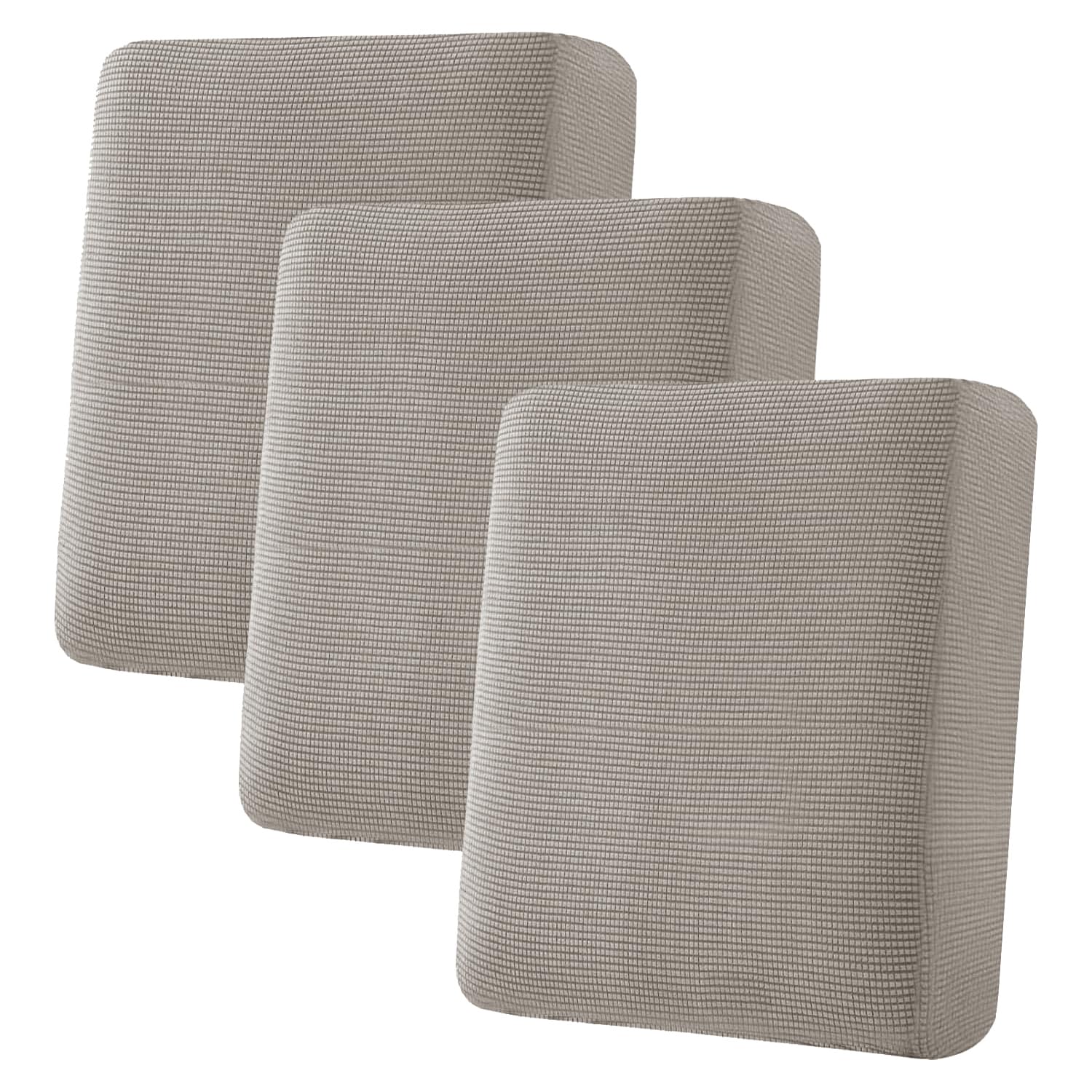 H.VERSAILTEX Super Stretch Individual Seat Cushion Covers, Thick Jacquard Textured Twill Fabric (3 Piece XL Sofa Cushion Covers, Grey)