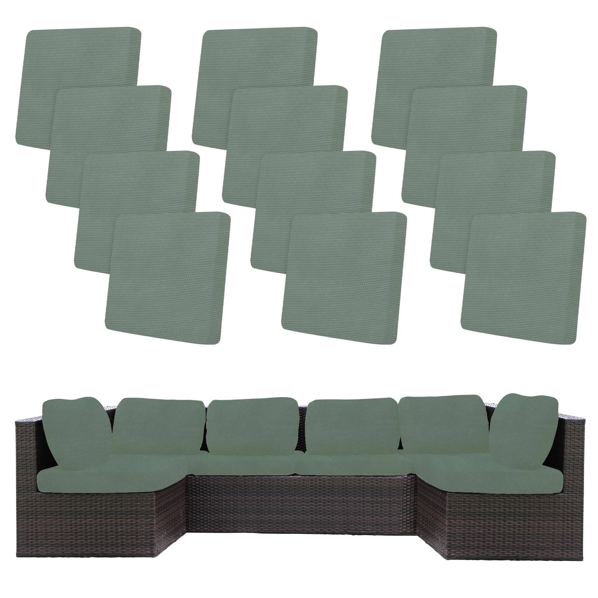 BIETYONE 8Pcs Stretch Patio Cushion Covers,Outdoor Couch Covers Replacement,Outdoor Couch & Sofa Slipcovers,for Patio Furniture Cushion Covers,Washable Reusable Furniture Protector (Vivid, Cover Only)