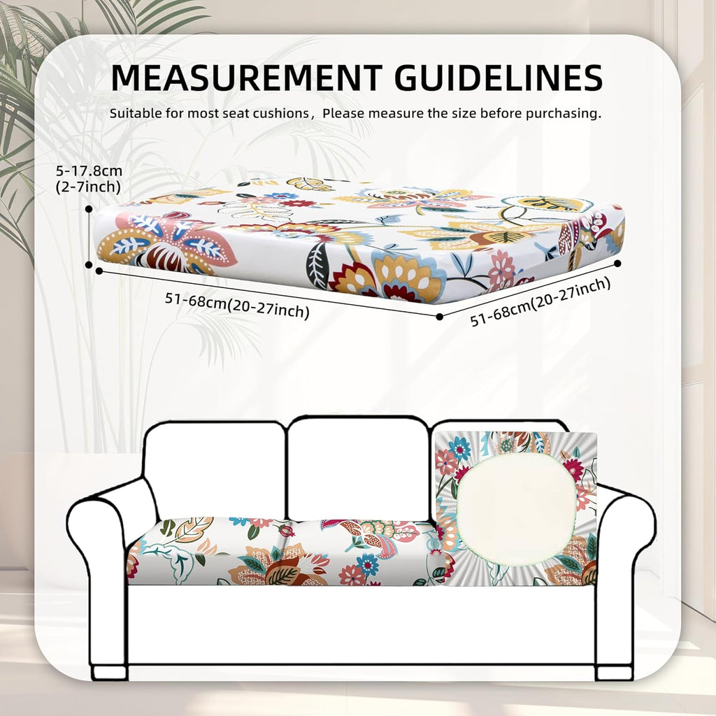 BIETYONE 8Pcs Stretch Patio Cushion Covers,Outdoor Couch Covers Replacement,Outdoor Couch & Sofa Slipcovers,for Patio Furniture Cushion Covers,Washable Reusable Furniture Protector (Vivid, Cover Only)