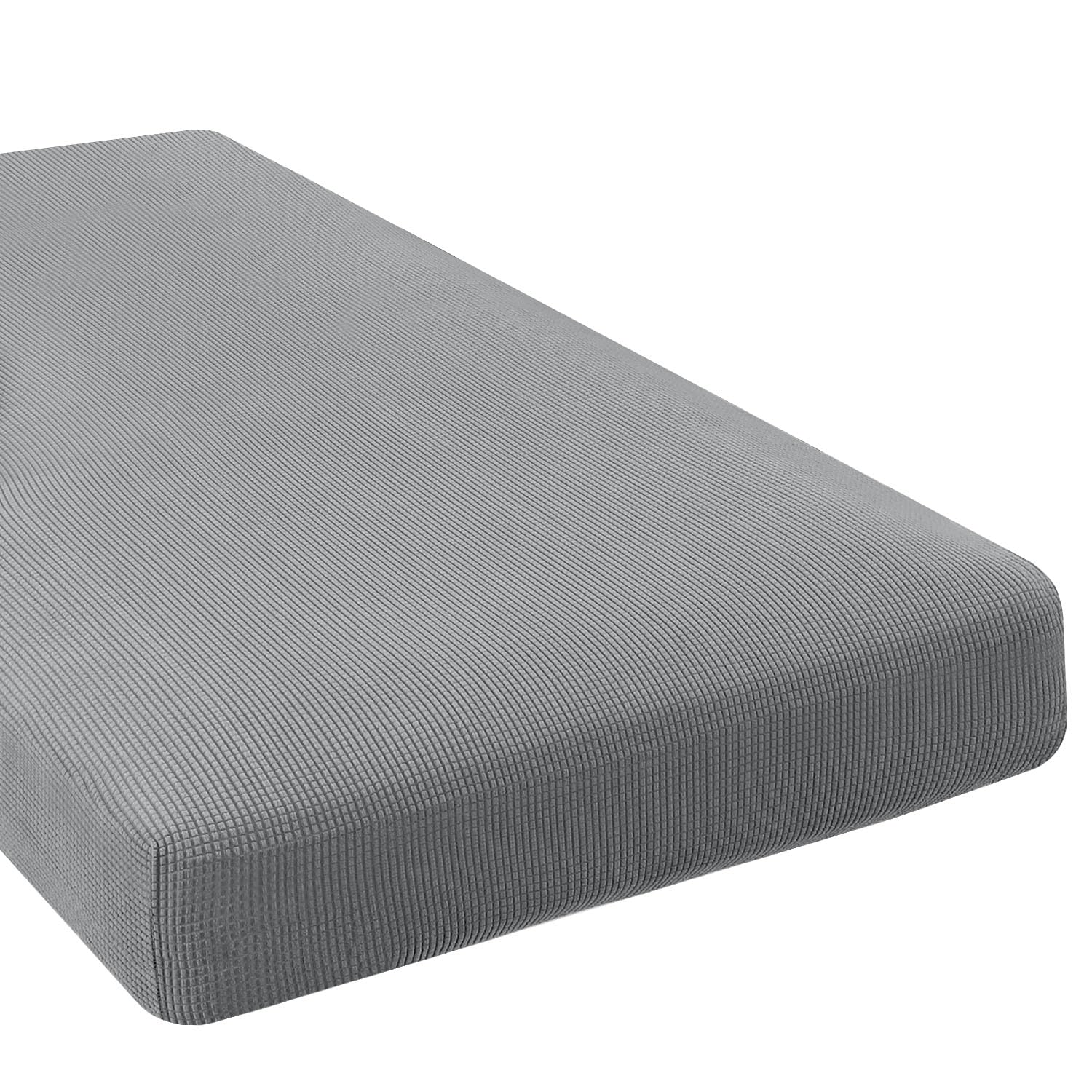 H.VERSAILTEX Super Stretch Individual Seat Cushion Covers, Thick Jacquard Textured Twill Fabric (3 Piece XL Sofa Cushion Covers, Grey)