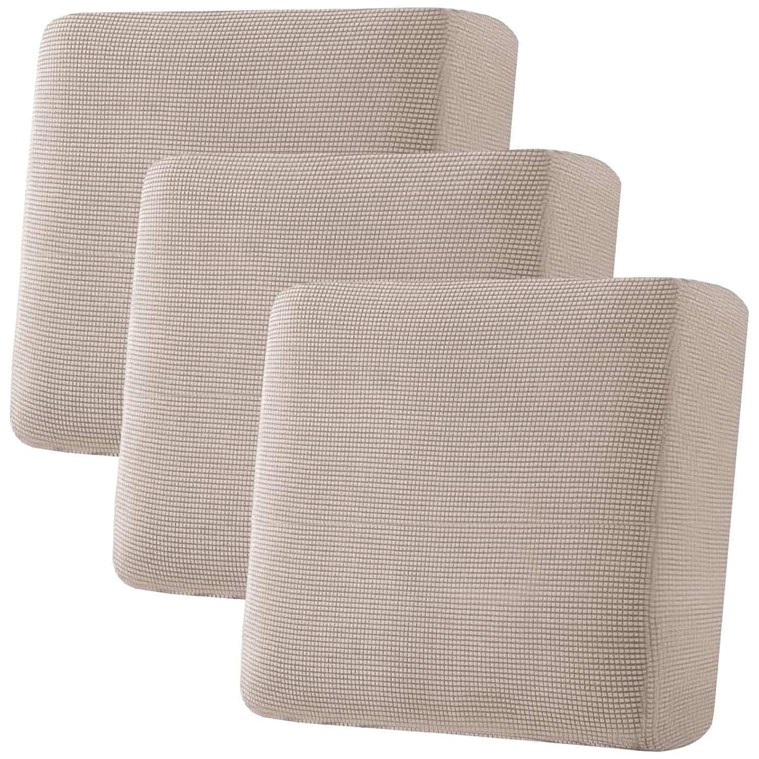H.VERSAILTEX Super Stretch Individual Seat Cushion Covers, Thick Jacquard Textured Twill Fabric (3 Piece XL Sofa Cushion Covers, Grey)
