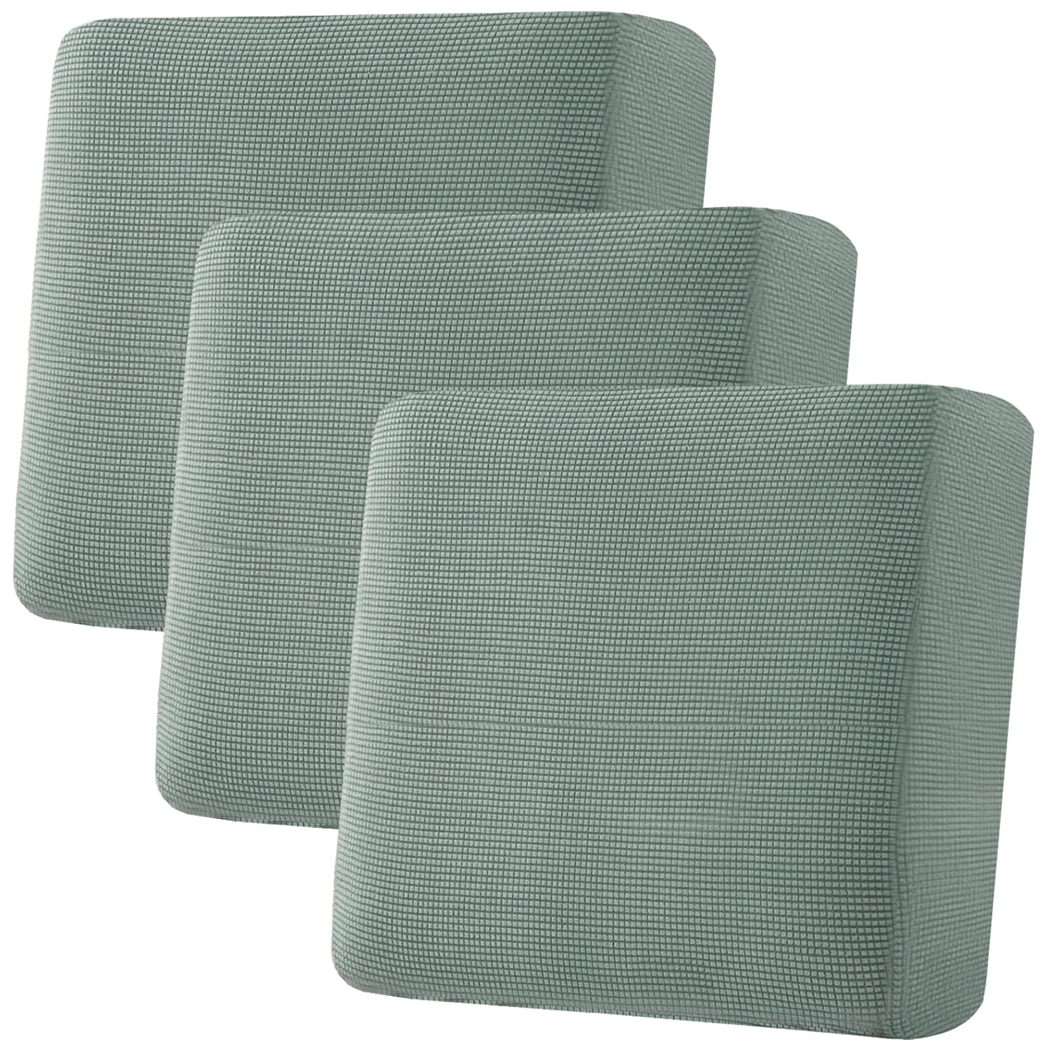 H.VERSAILTEX Super Stretch Individual Seat Cushion Covers, Thick Jacquard Textured Twill Fabric (3 Piece XL Sofa Cushion Covers, Grey)