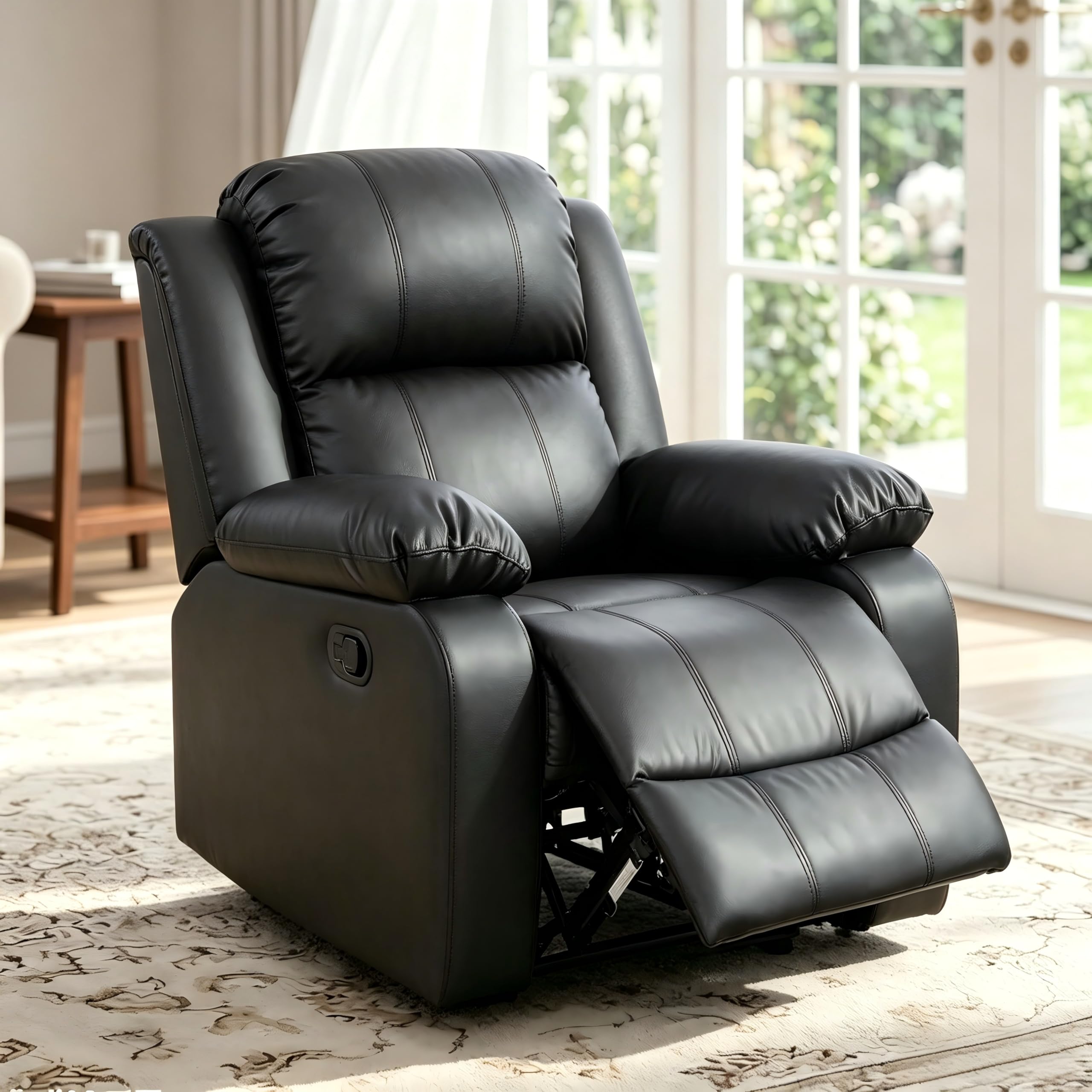 Manual Recliner Chair, Nursery Rocking Chair, Velvet Recliner Chair for Adults, Lazy Boy, Gaming Recliner wih Overstuffed Arms, Suitable for Home Theater, Living Room, Bedroom, Brown