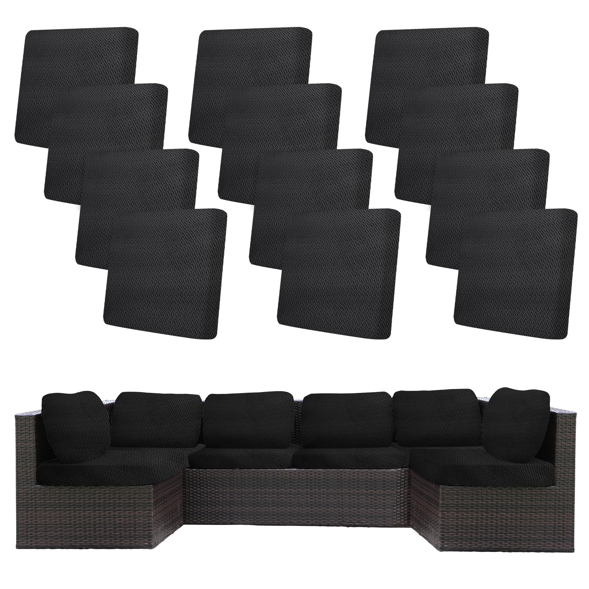 BIETYONE 8Pcs Stretch Patio Cushion Covers,Outdoor Couch Covers Replacement,Outdoor Couch & Sofa Slipcovers,for Patio Furniture Cushion Covers,Washable Reusable Furniture Protector (Vivid, Cover Only)