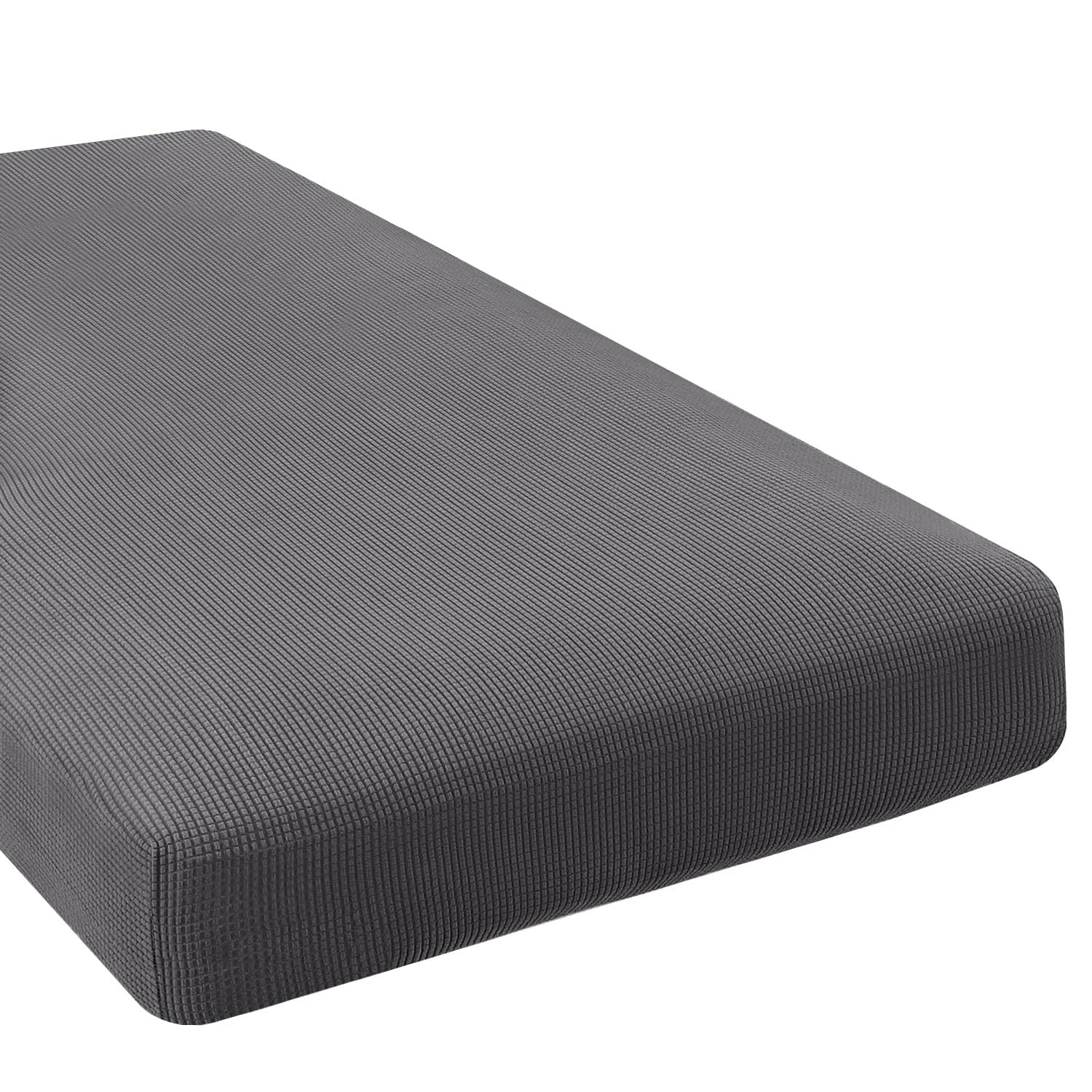 H.VERSAILTEX Super Stretch Individual Seat Cushion Covers, Thick Jacquard Textured Twill Fabric (3 Piece XL Sofa Cushion Covers, Grey)