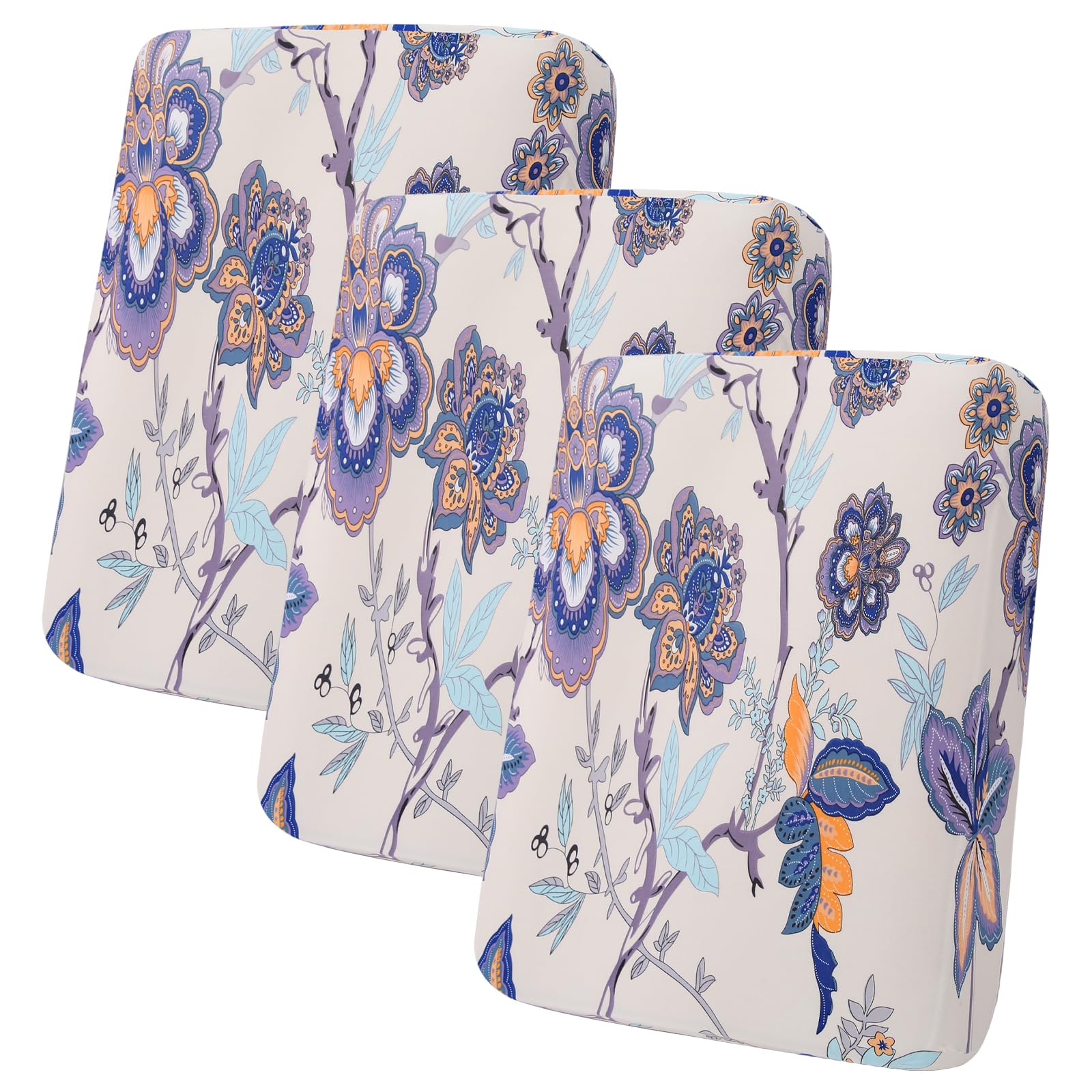 hyha Printed Couch Cushion Covers, Floral Sofa Covers Washable for 3 Cushion Couch, Stretch Pattern Outdoor Cushion Covers for Patio Furniture with Elastic Bottom(3 Packs, Paisley)