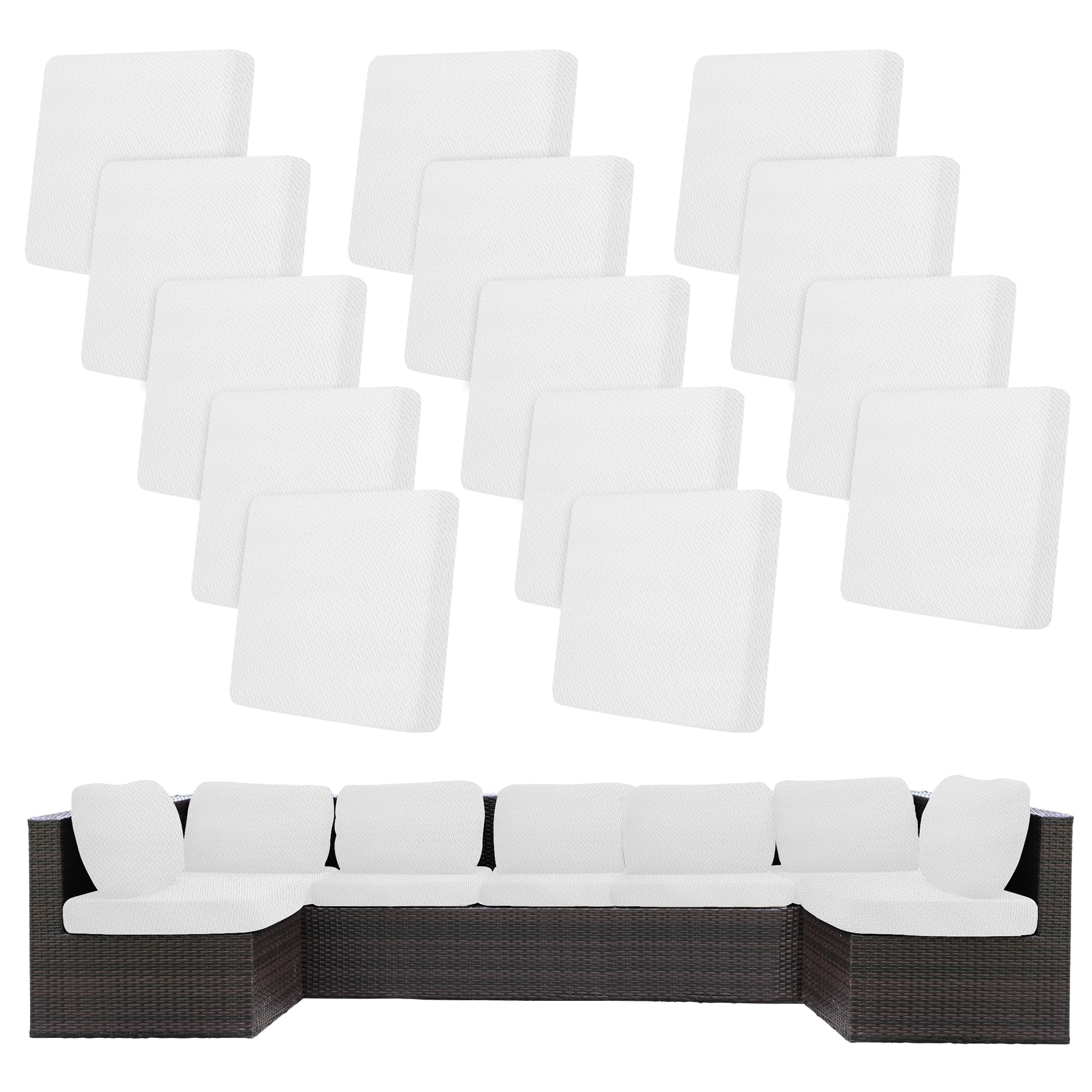 BIETYONE 8Pcs Stretch Patio Cushion Covers,Outdoor Couch Covers Replacement,Outdoor Couch & Sofa Slipcovers,for Patio Furniture Cushion Covers,Washable Reusable Furniture Protector (Vivid, Cover Only)
