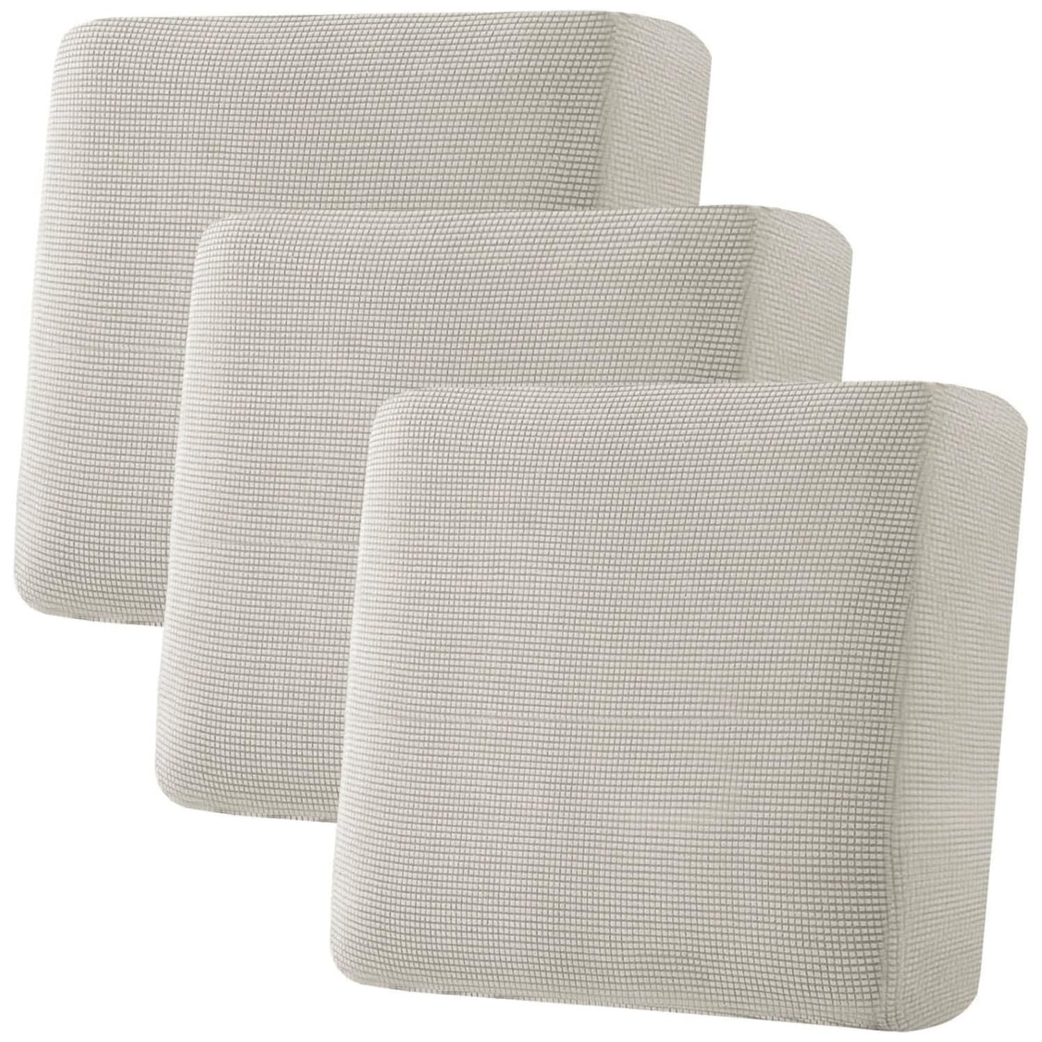 H.VERSAILTEX Super Stretch Individual Seat Cushion Covers, Thick Jacquard Textured Twill Fabric (3 Piece XL Sofa Cushion Covers, Grey)