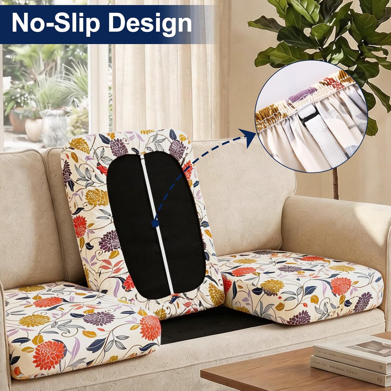 Smiry Waterproof Patio Cushion Covers, Stretch Outdoor Couch Slipcovers Replacement Washable Furniture Protector Sofa Chair Seat Cover for Dogs and Pets (8 Pcs, Orange)