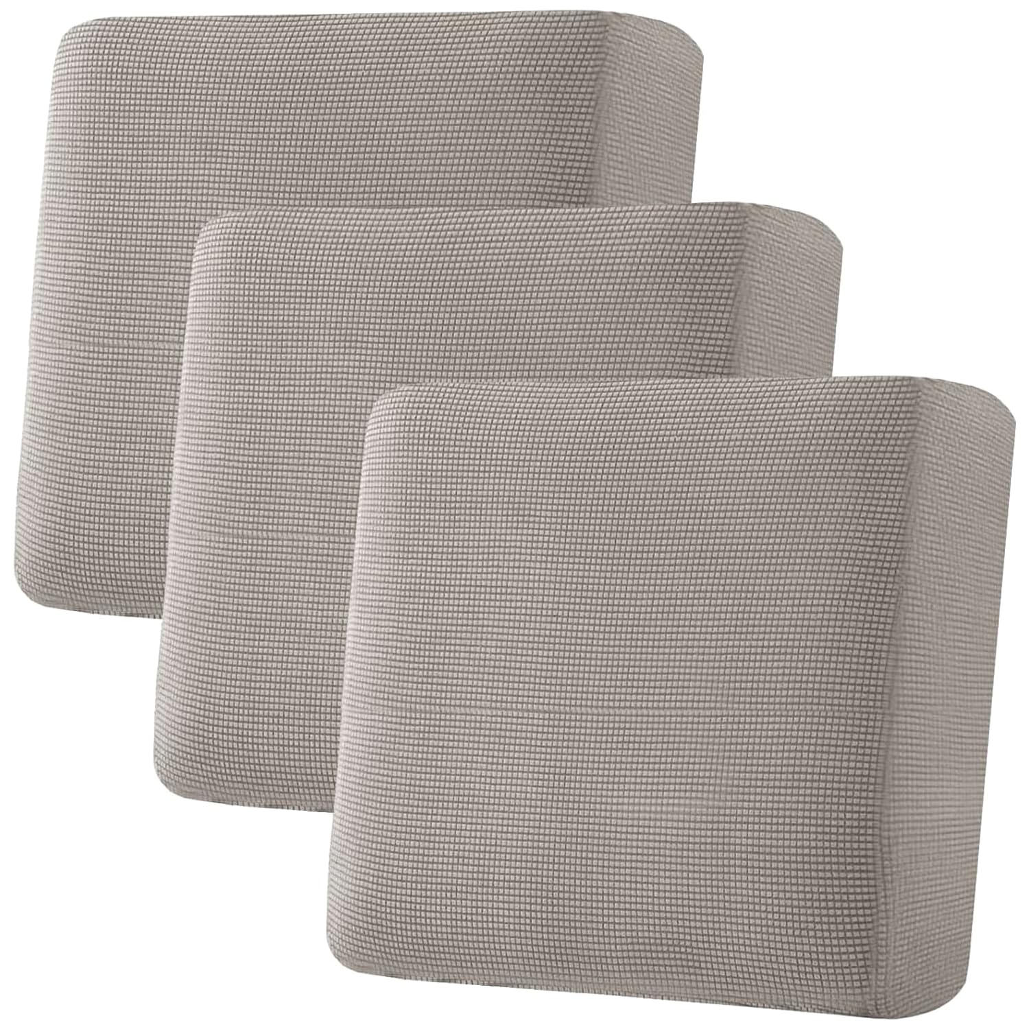 H.VERSAILTEX Super Stretch Individual Seat Cushion Covers, Thick Jacquard Textured Twill Fabric (3 Piece XL Sofa Cushion Covers, Grey)