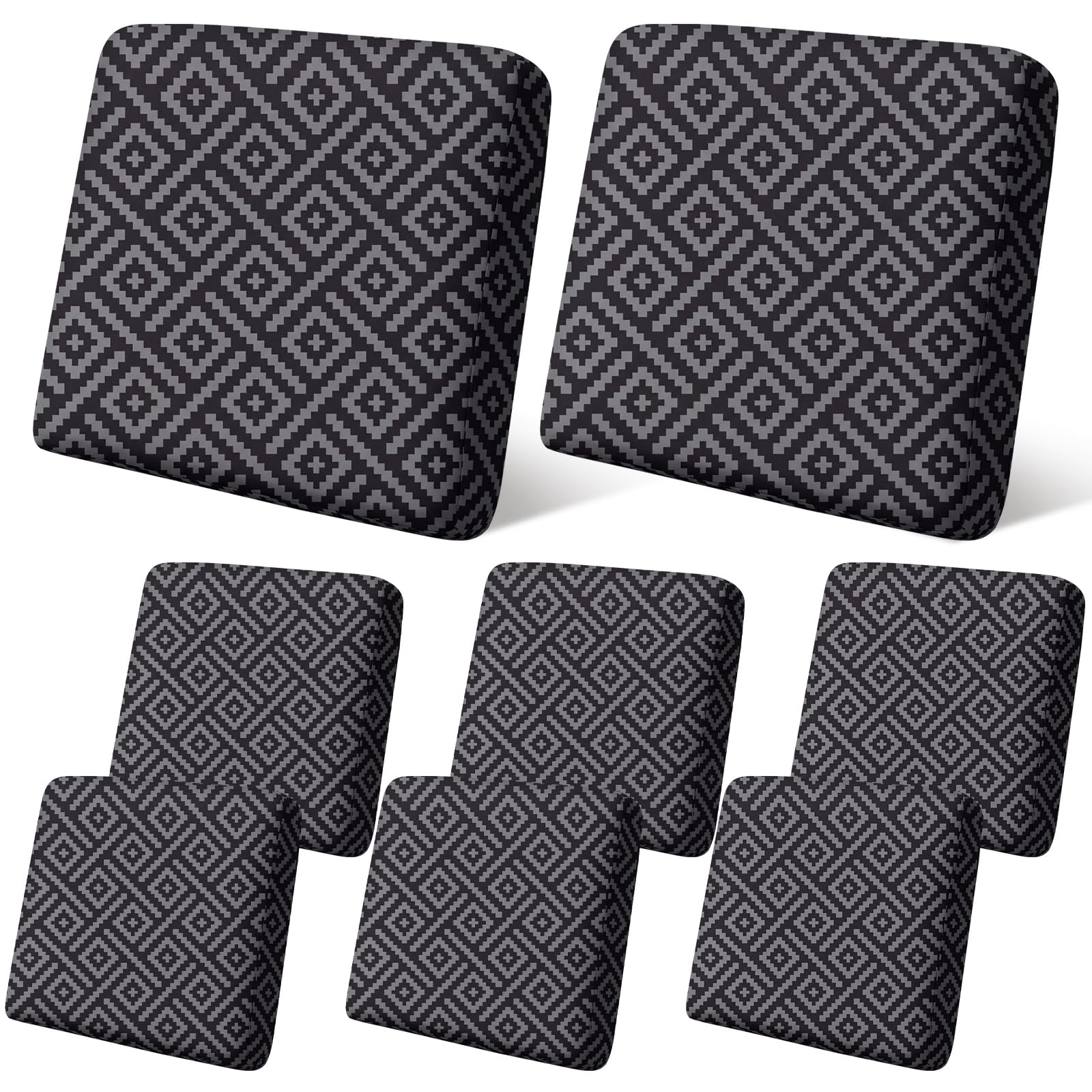 Geyoga 8 Pcs Patio Stretch Sofa Cushion Covers Outdoor Cushion Covers Replacement Waterproof Patio Furniture Couch Slipcovers Washable Chair Seat Soft Flexibility Protector, Rainbow Stripes Style